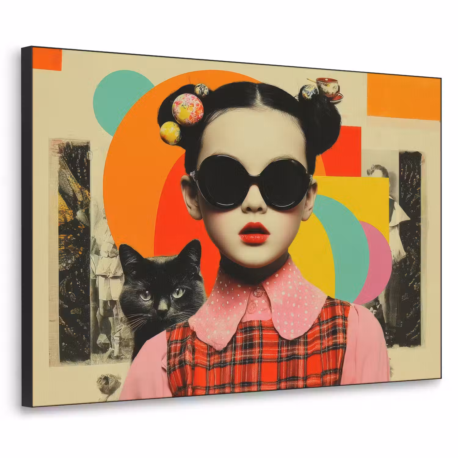 Meisje - Zonnebril - Kat - Retro Textielframe - compleet frame klein -3d