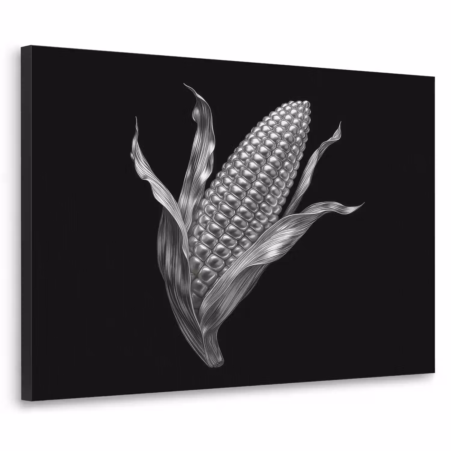 Maïskolf - Glanzend metaal - Elegant Textielframe - compleet frame klein -3d