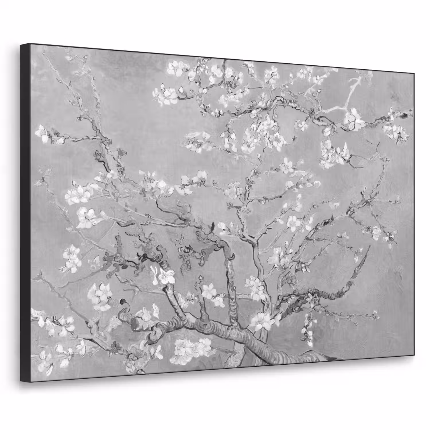 Amandelbloesem - Kunst - Van Gogh - Grijs Textielframe zwart klein -3d
