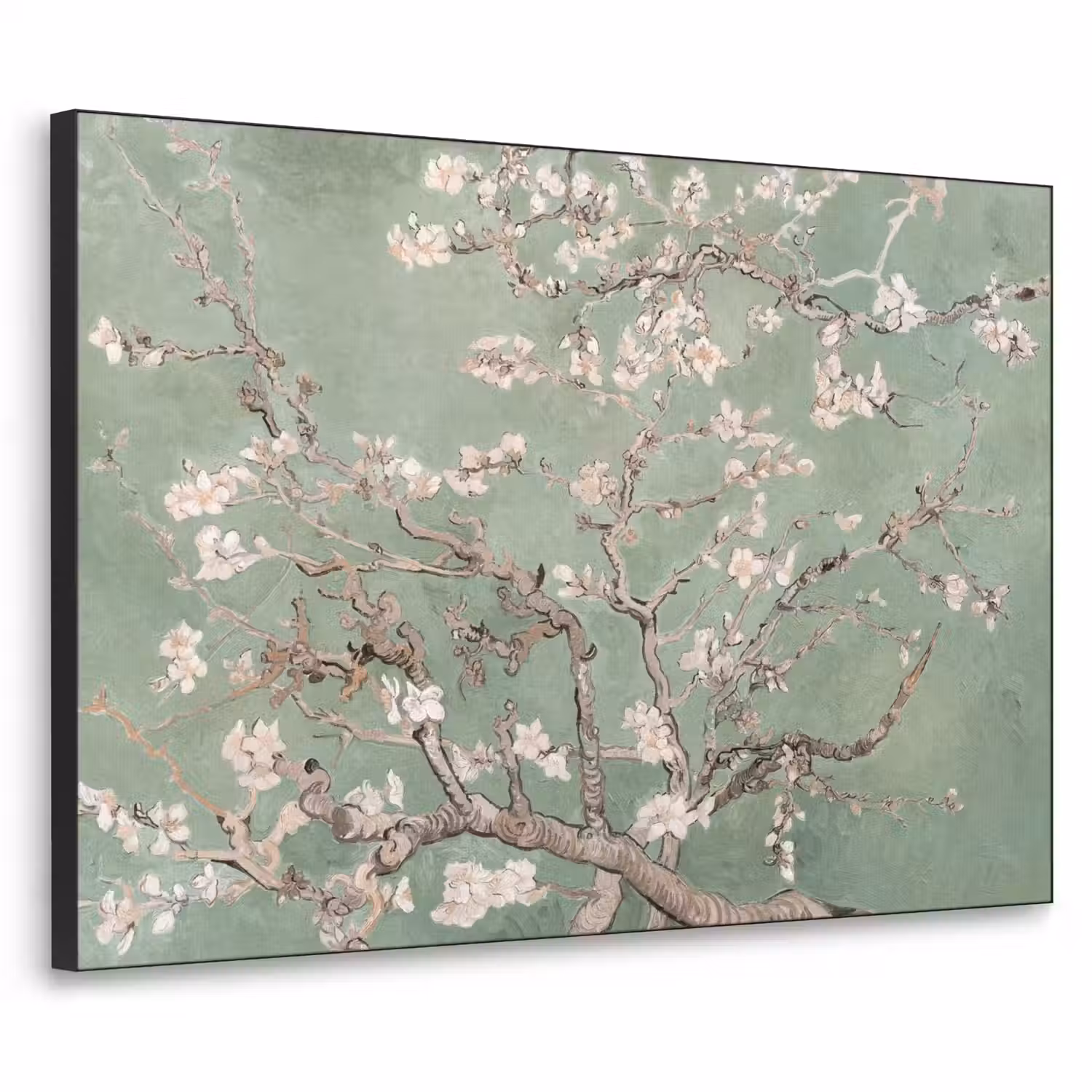 Amandelbloesem - Kunst - Van Gogh - Groen Textielframe zwart klein -3d