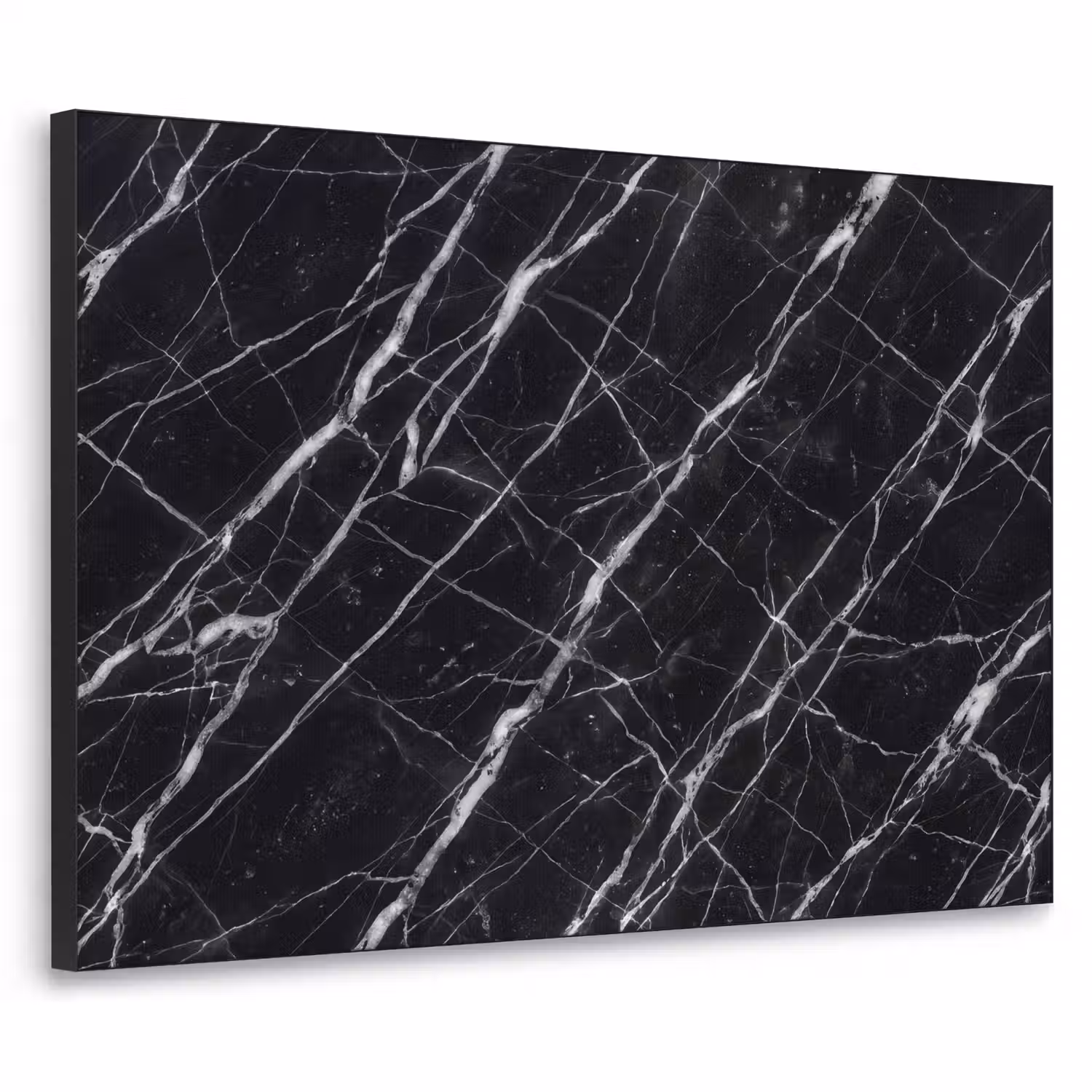 Marmer - Aders - Abstract - Zwart Textielframe zwart klein -3d