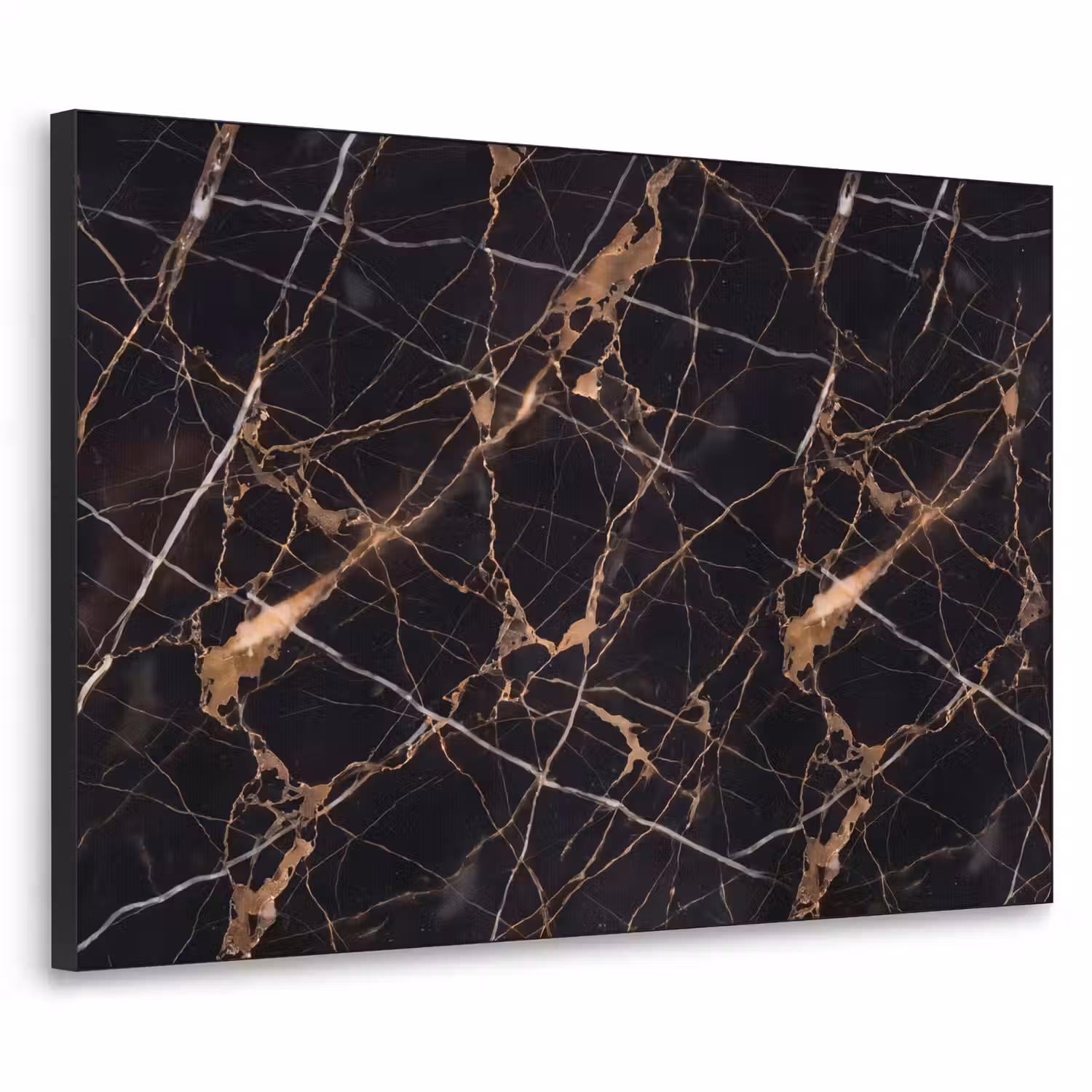 Marmer - Goud - Abstract - Zwart Textielframe zwart klein -3d