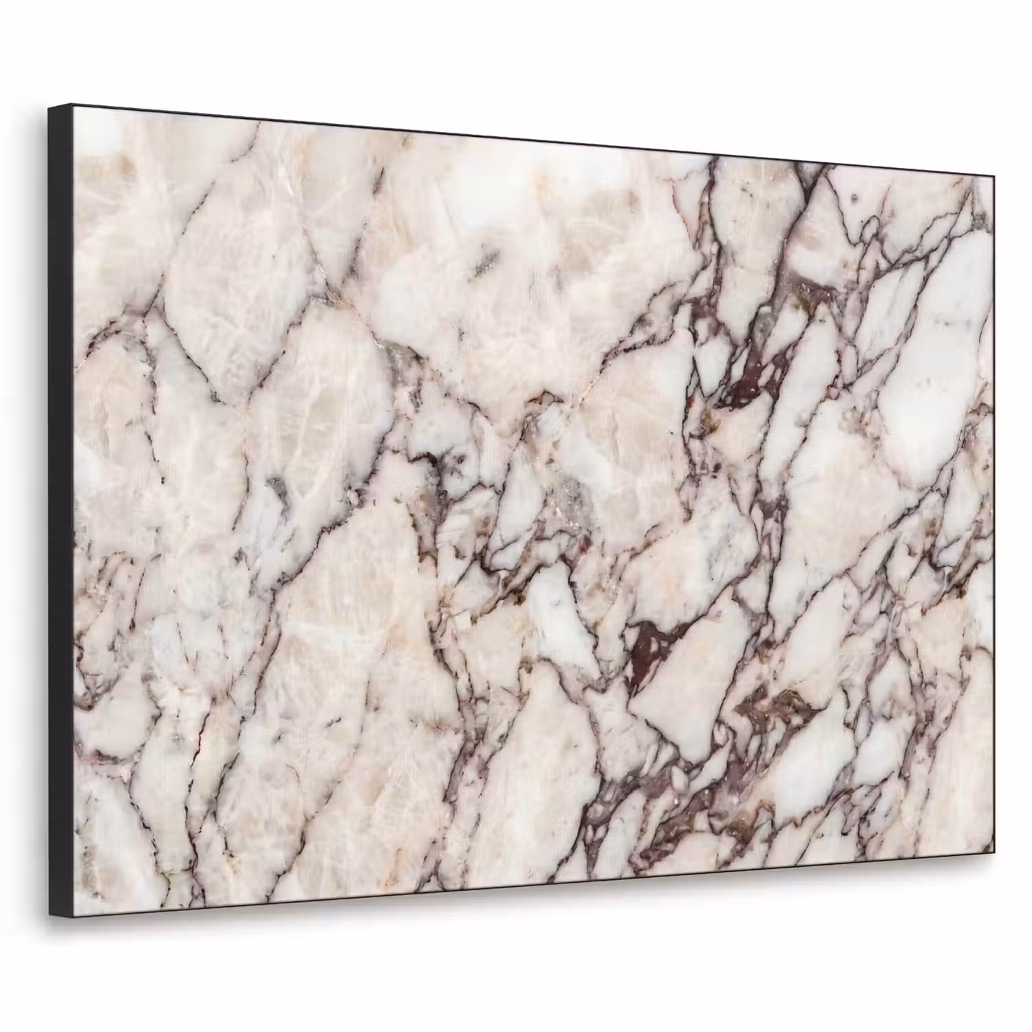 Marmer - Textuur - Abstract - Wit - Bruin Textielframe zwart klein -3d