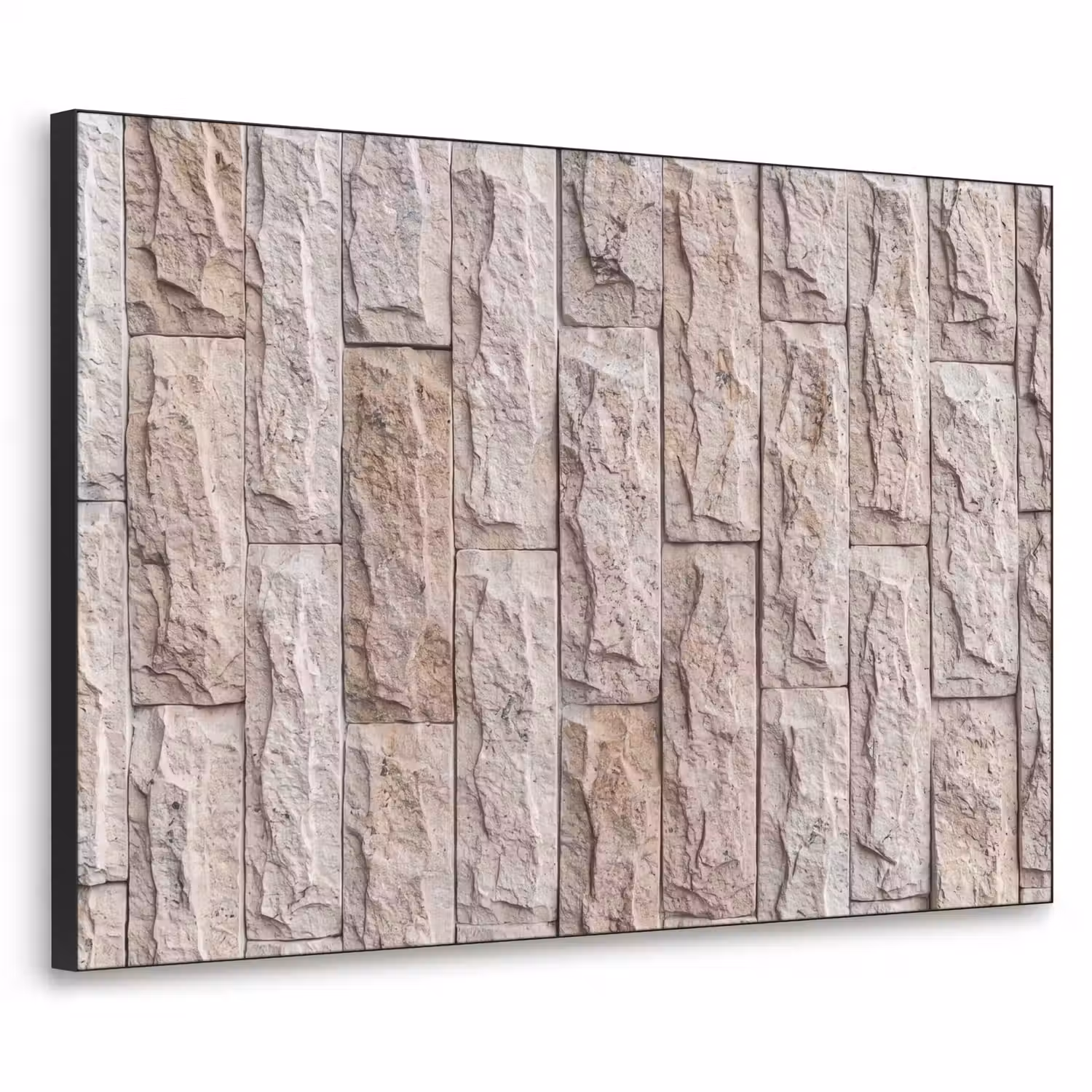 Muur - Steen - Ruw - Beige - Textuur Textielframe zwart klein -3d