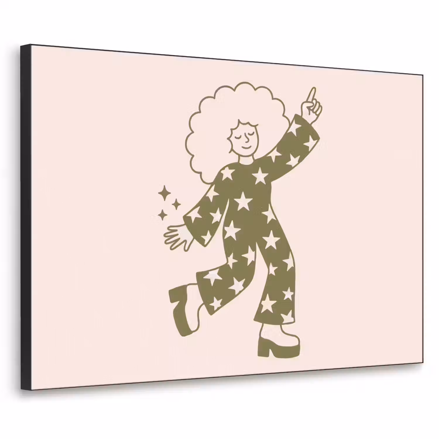 Mensen - Dansend - Feest - Vintage - Groen Textielframe zwart klein -3d