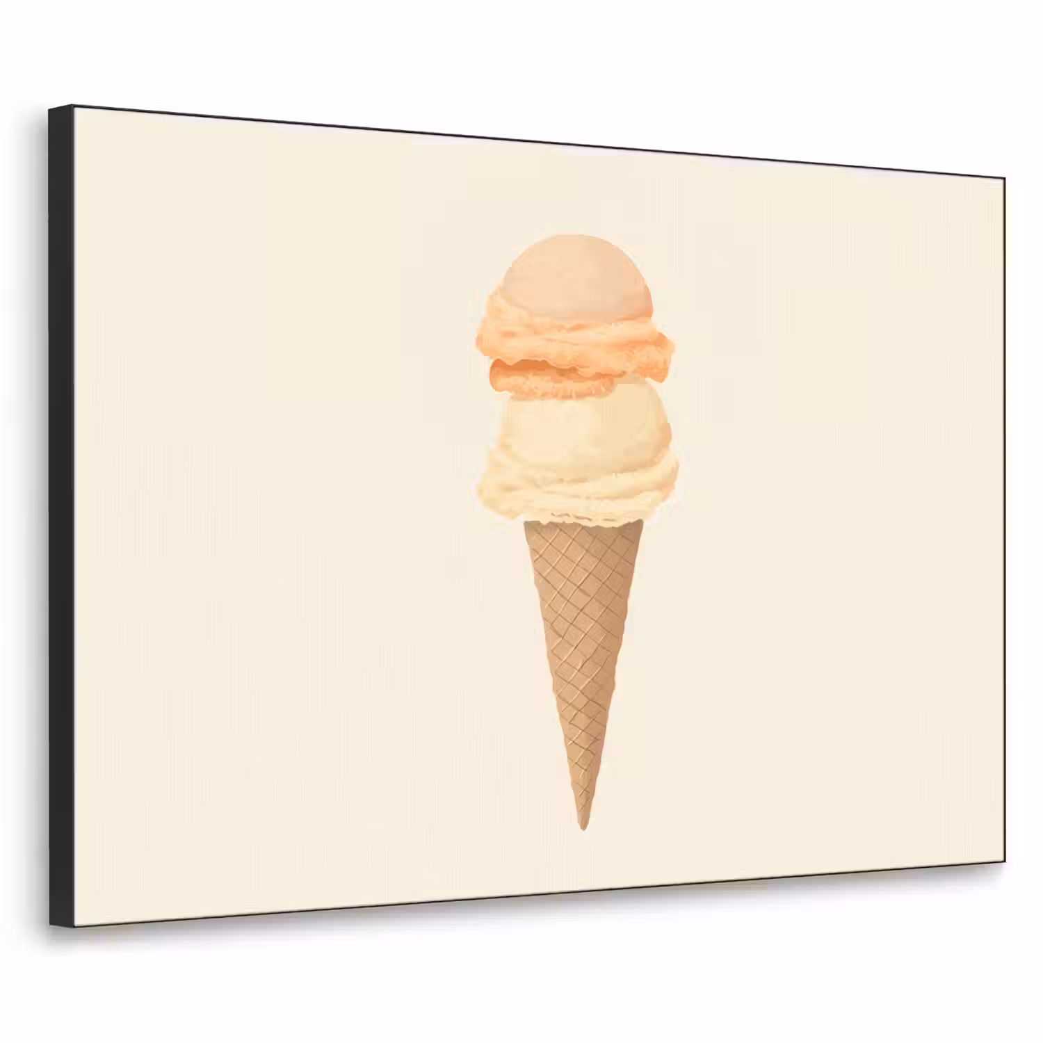 Minimalistisch - Schepijs - Hoorntje - Beige Textielframe - compleet frame klein -3d
