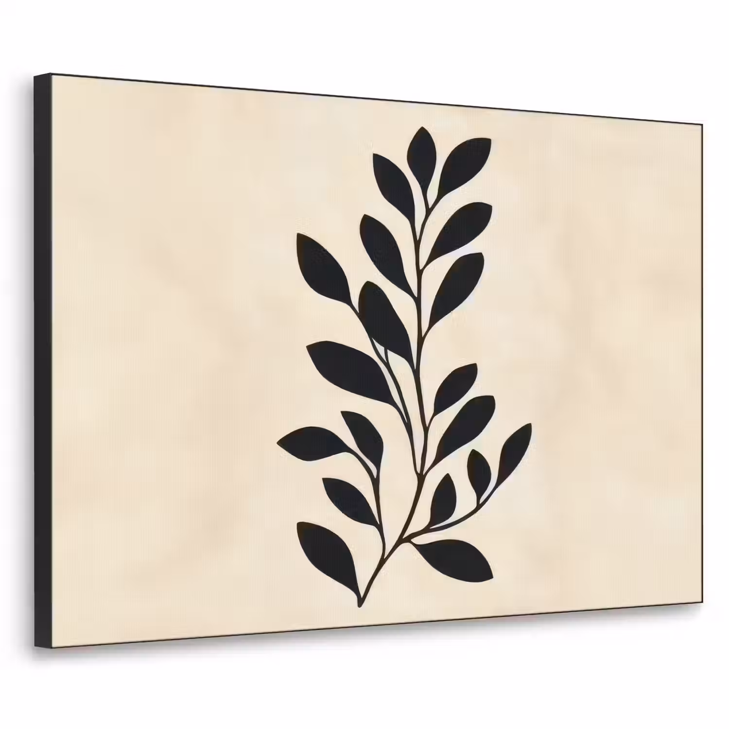 Minimalistisch - Tak - Bladeren - Zwart Textielframe - compleet frame klein -3d