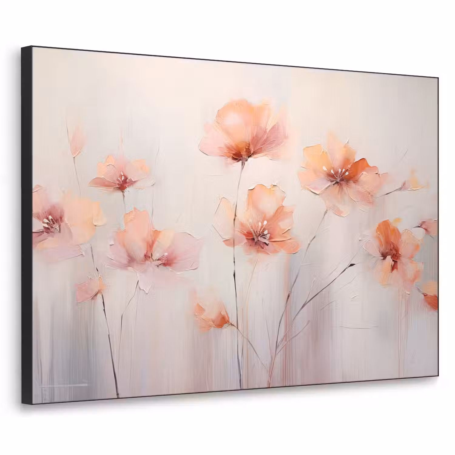 Klaproos - Bloemen - Kunst - Abstract - Watercolor Textielframe zwart klein -3d