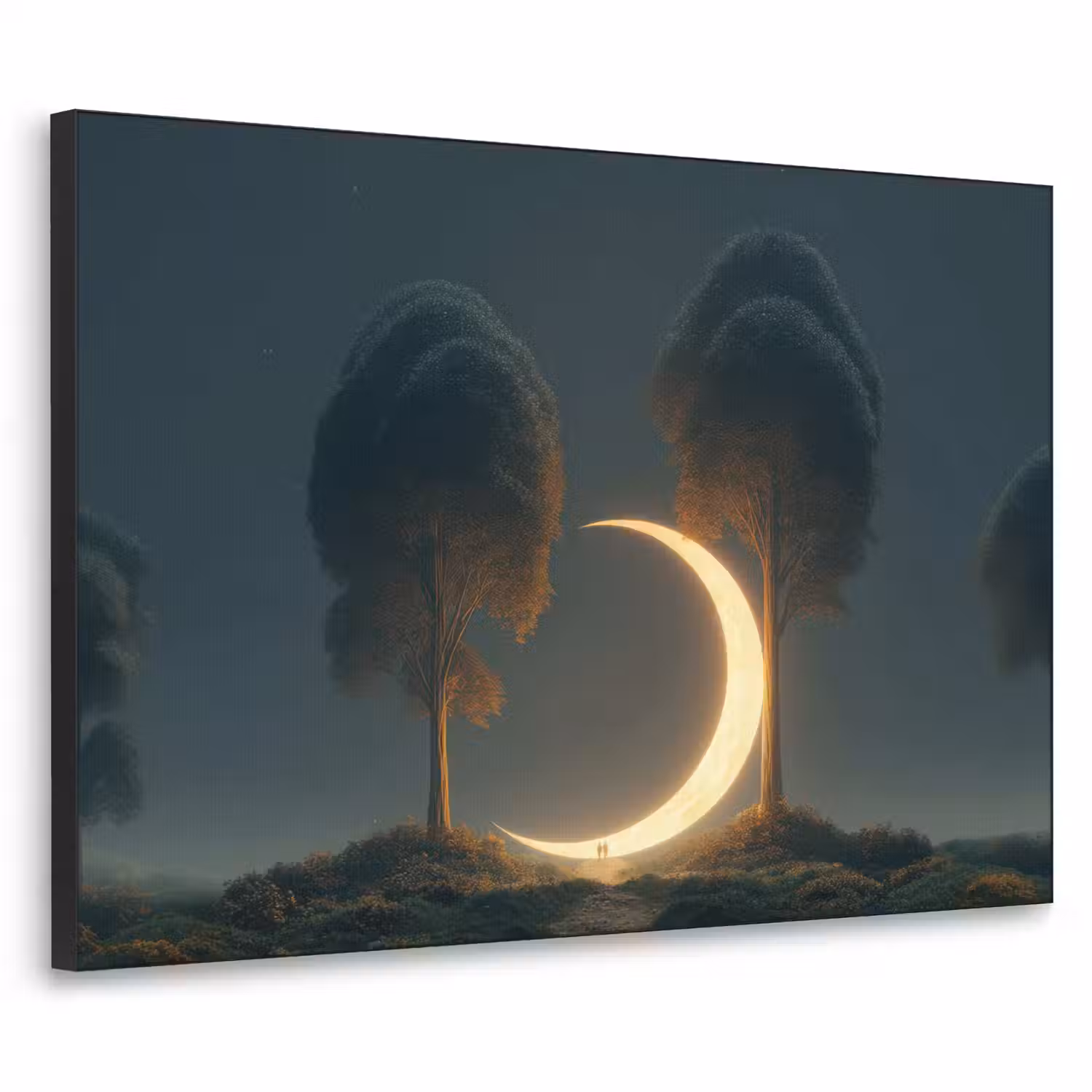 Maan - Bomen - Wandeling Textielframe - compleet frame klein -3d
