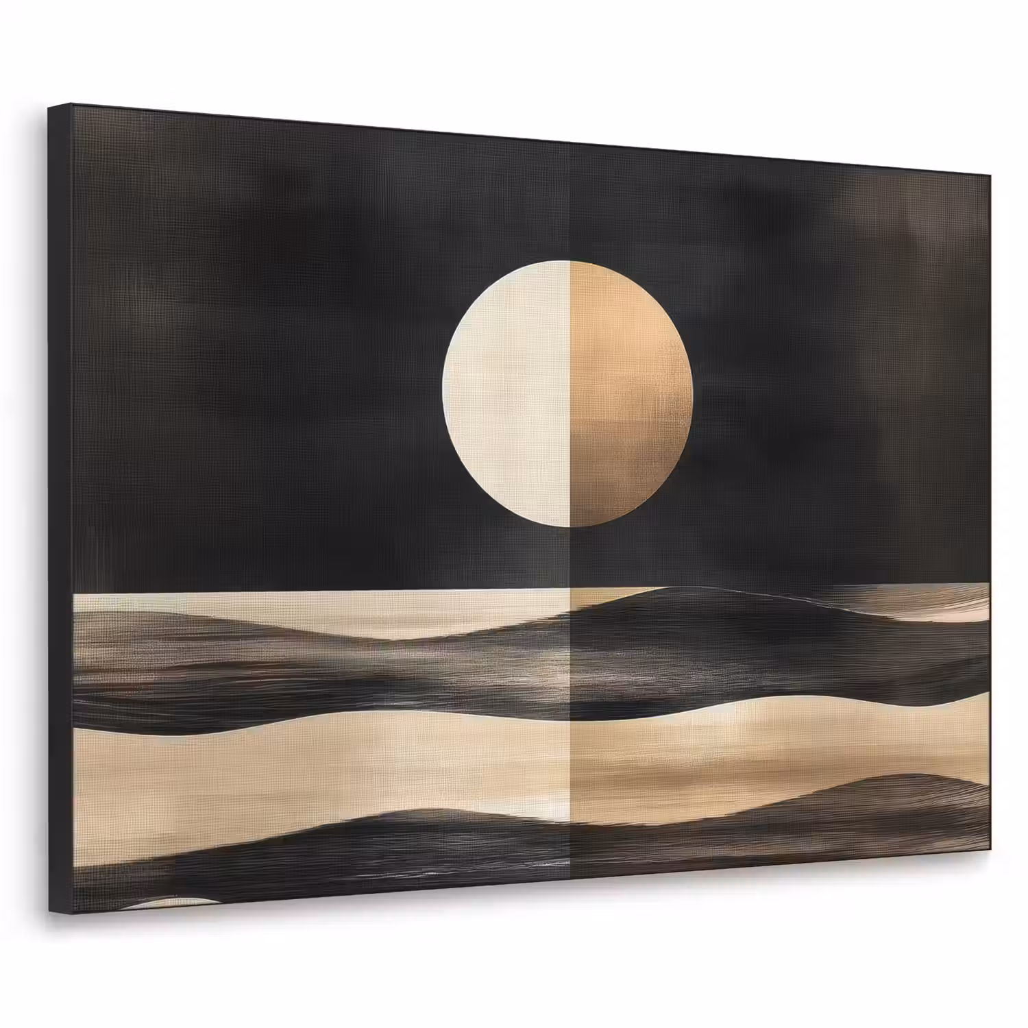 Maan - Cirkel - Goud Textielframe - compleet frame klein -3d