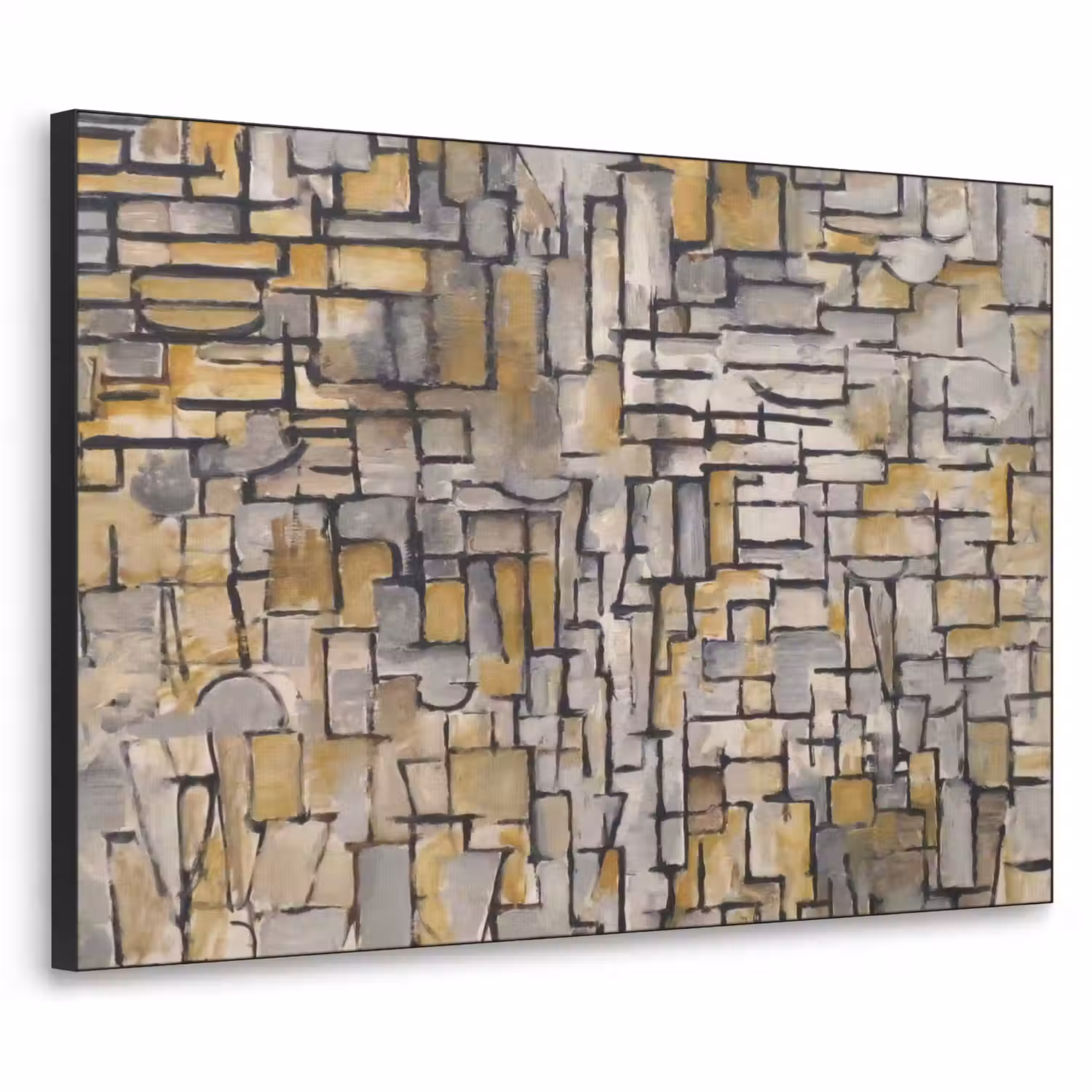 Mondriaan - Kunst - Oude meesters - Tableau I Textielframe zwart klein -3d