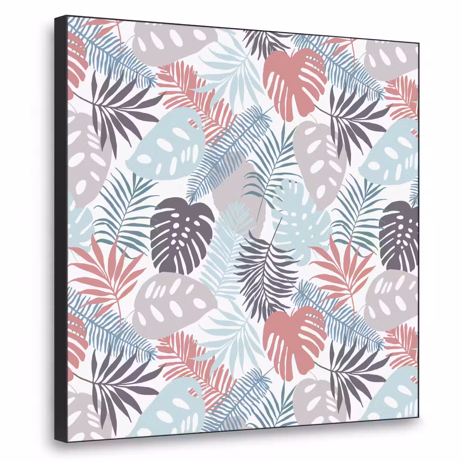 Monstera - Pastel - Bladeren - Tropical Textielframe zwart klein -3d
