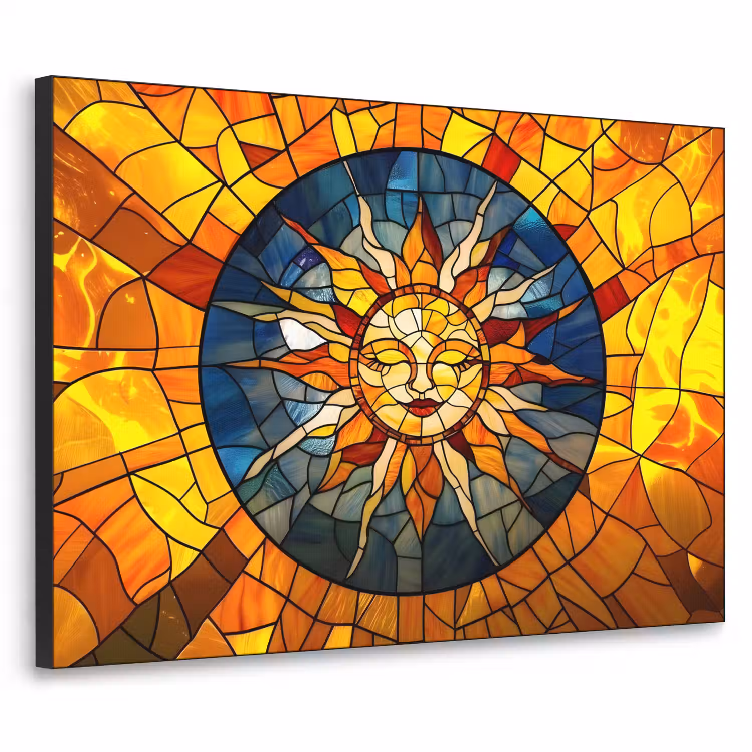 Mozaïek - Zon - Geel - Cirkel Textielframe - compleet frame klein -3d