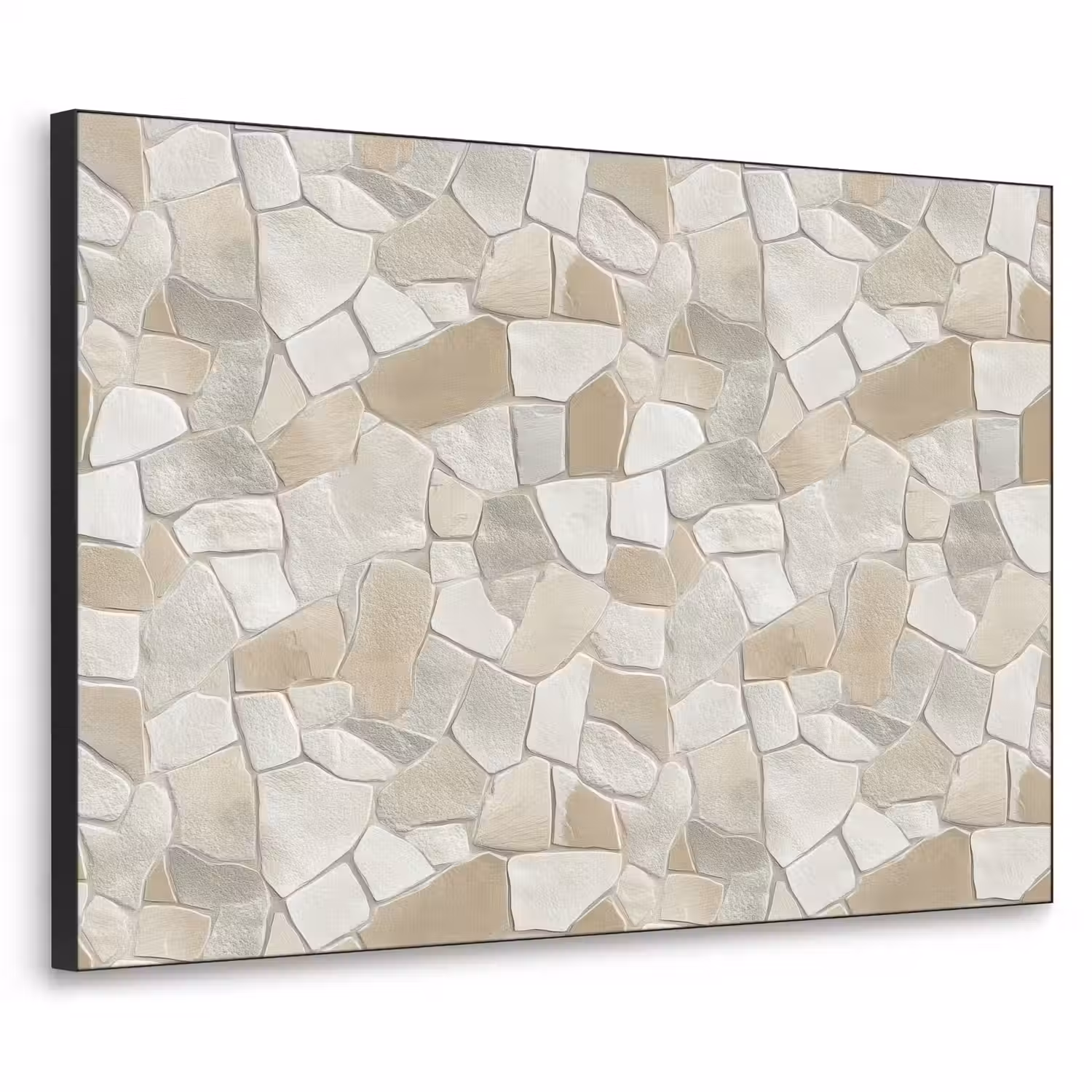 Mozaïek - Stenen - Beige Textielframe zwart klein 947 -3d