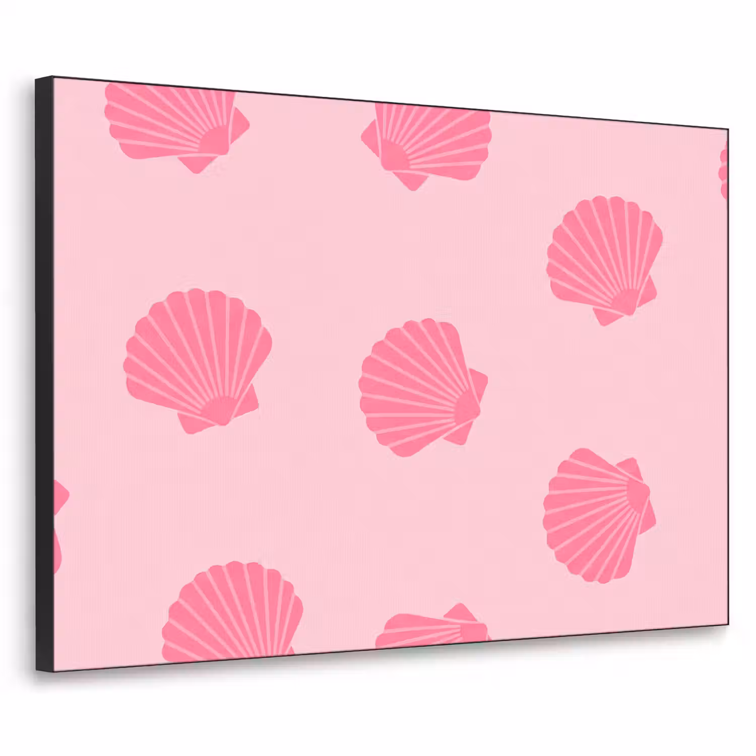 Schelp - Patroon - Zee - Modern - Roze Textielframe zwart klein -3d
