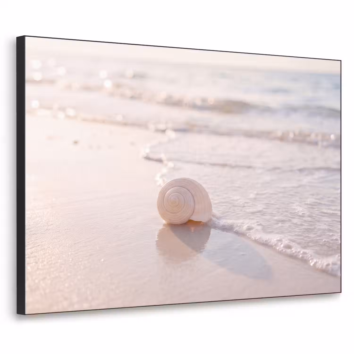 Zeeschelp - Strand - Zee - Natuur - Beige Textielframe zwart klein -3d