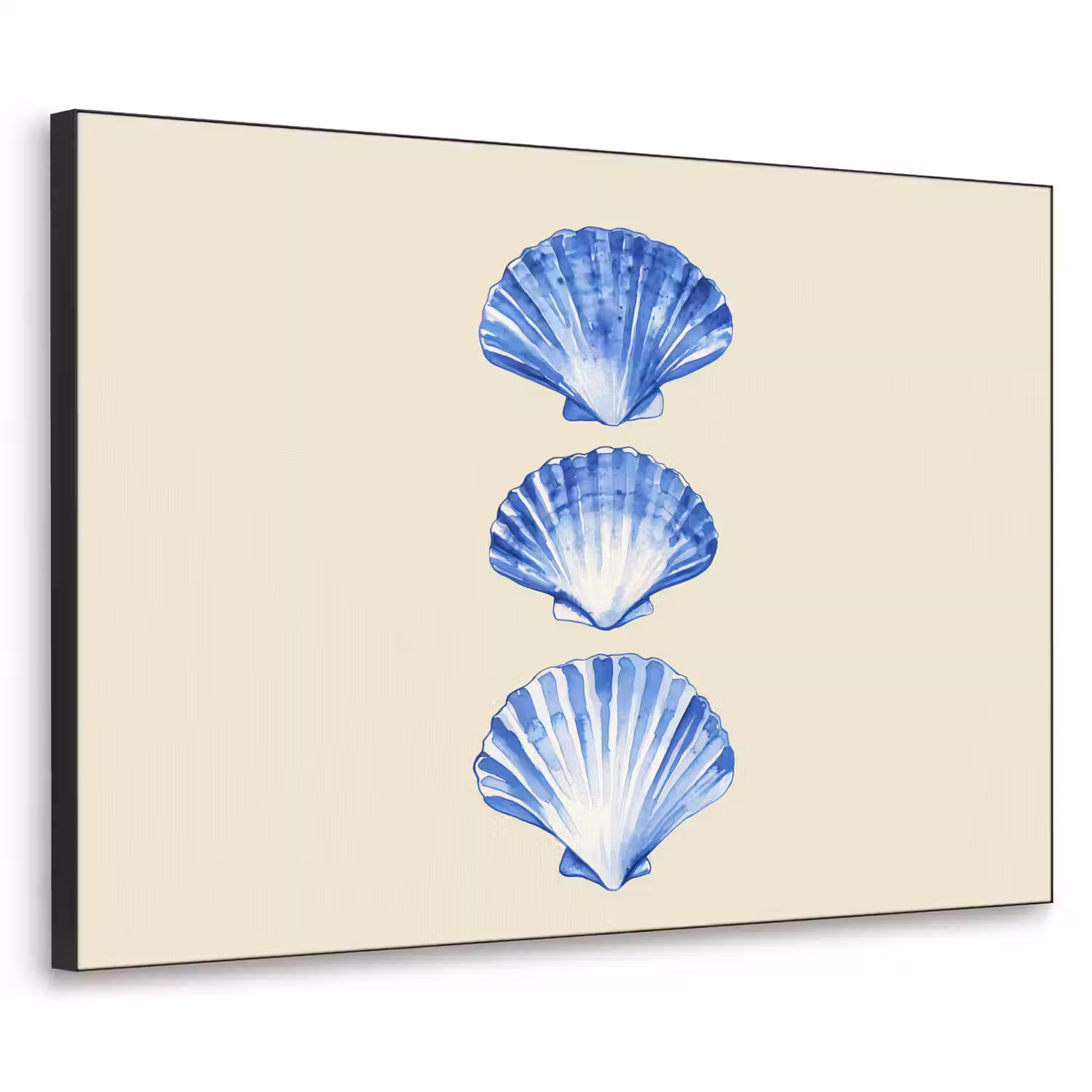 Schelpen - Blauw - Beige Textielframe - compleet frame klein -3d