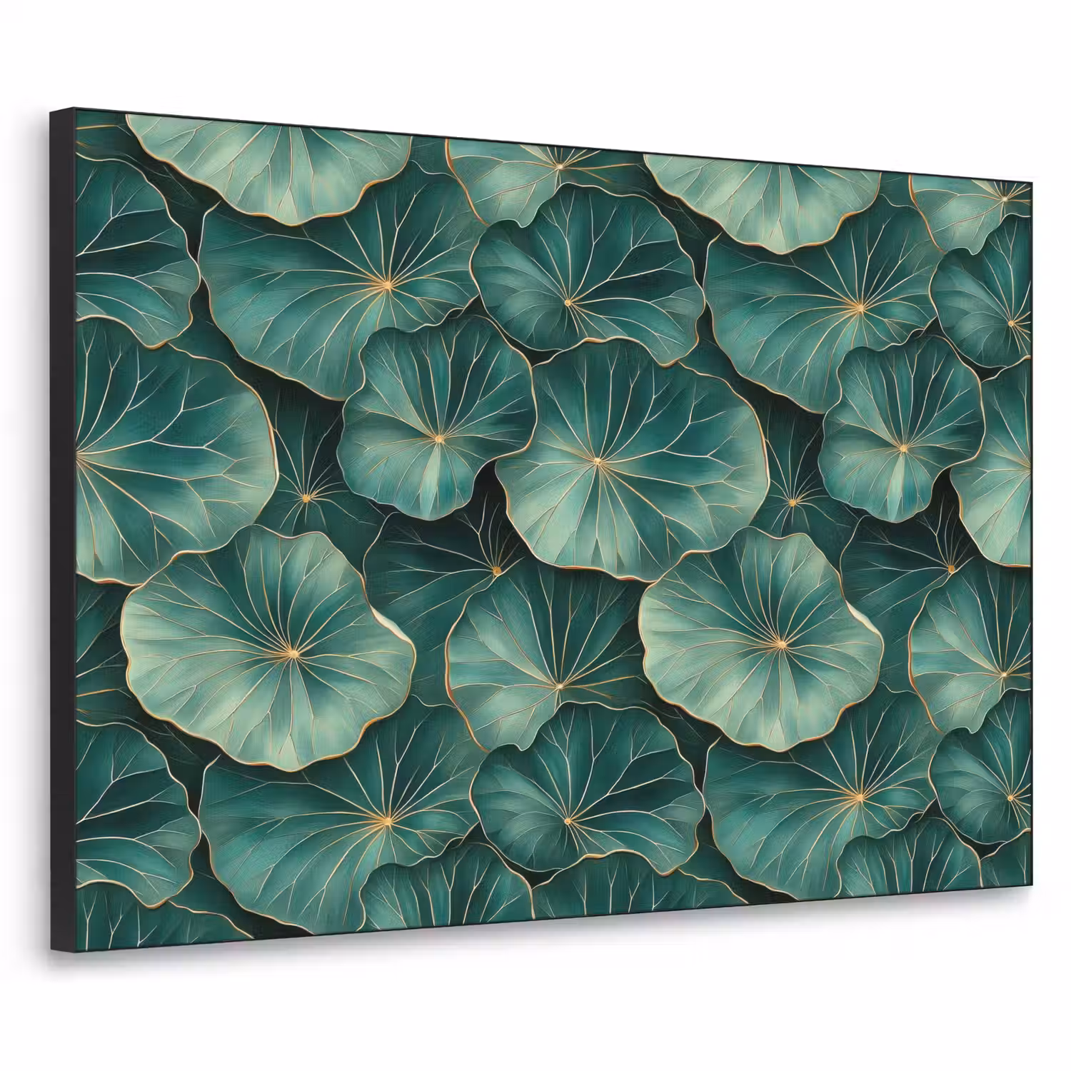 Patroon - Bladeren - Groen Textielframe zwart klein 947 -3d