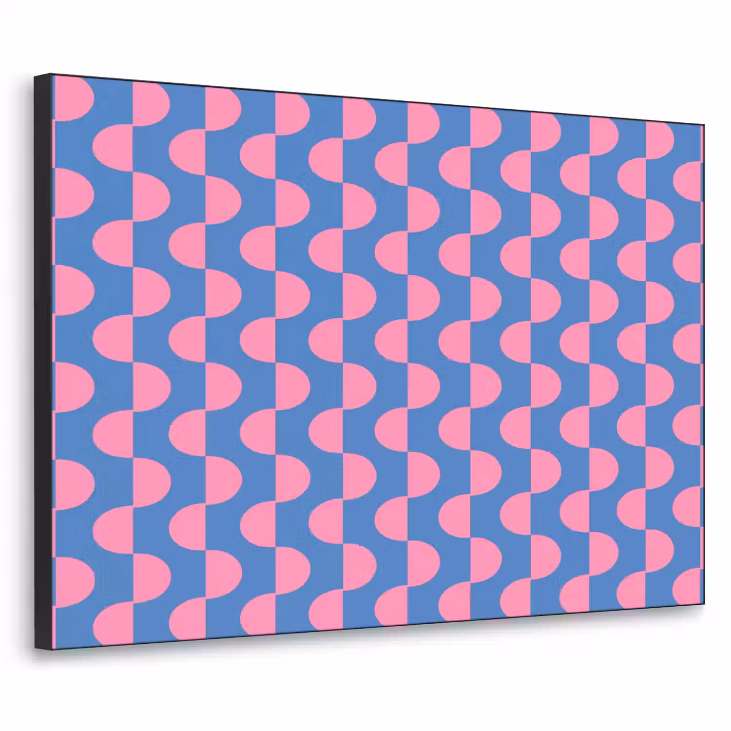 Patroon - Halve cirkels - Abstract - Modern - Roze - Blauw Textielframe zwart klein -3d
