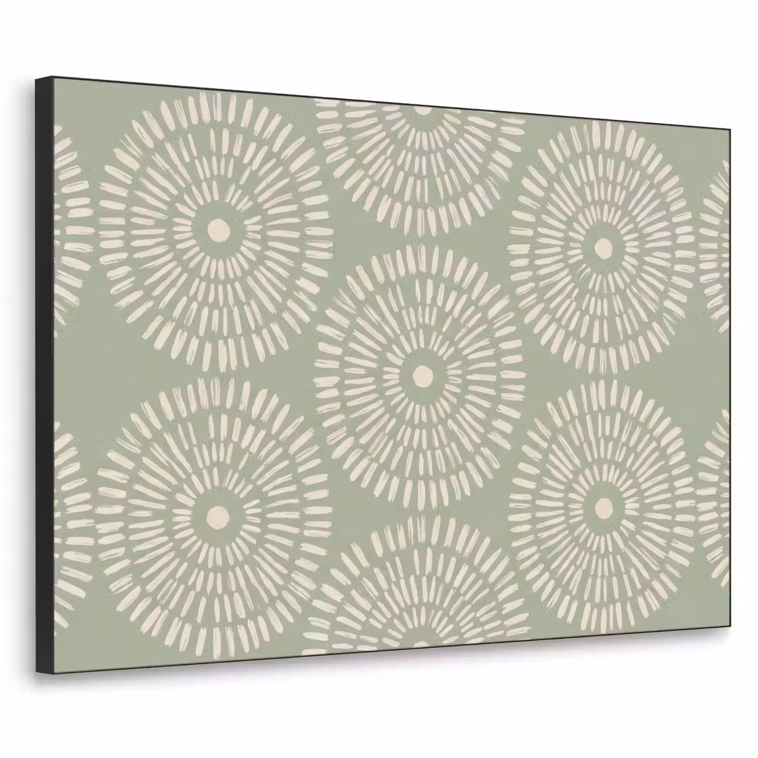 Patroon - Cirkels - Abstract - Modern - Groen Textielframe zwart klein -3d