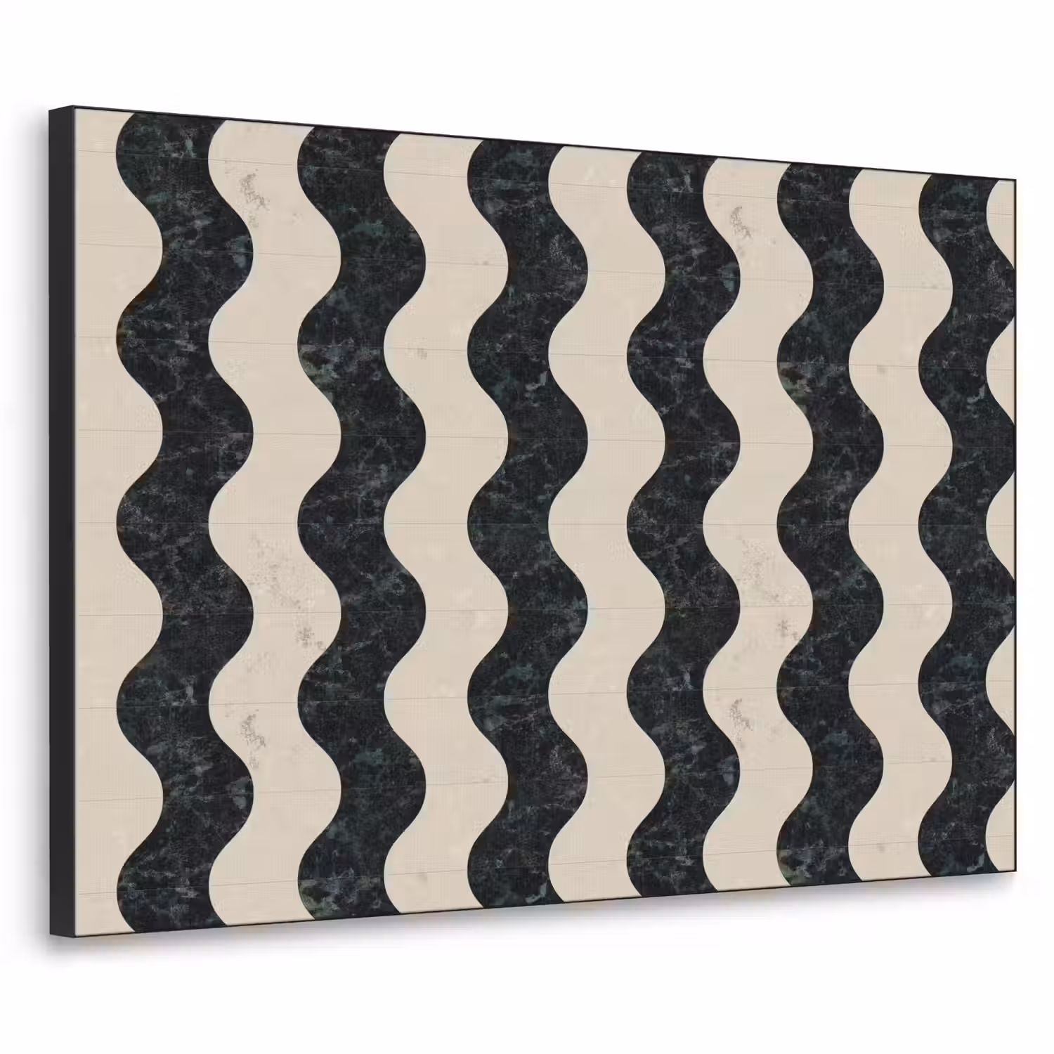 Patroon - Marmer - Groen - Cremé Textielframe zwart klein 947 -3d