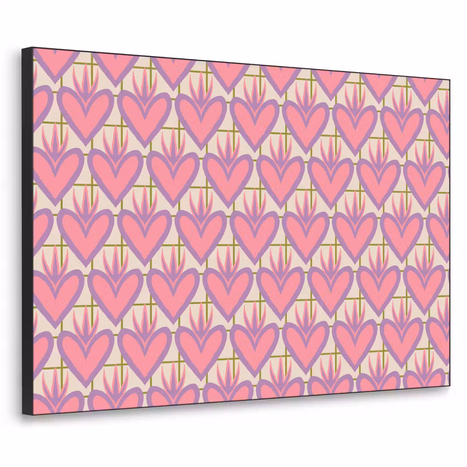 Patroon - Roze - Hartjes Textielframe - compleet frame klein 947 -3d