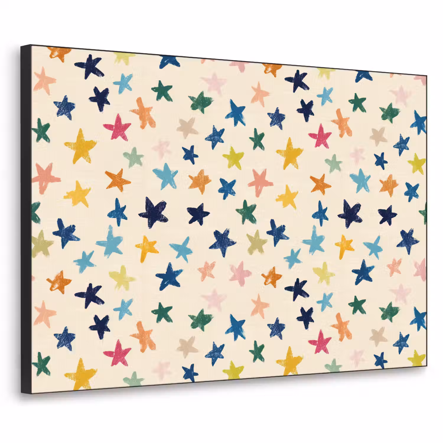 Patroon - Sterren - Kleurrijk Textielframe zwart klein 947 -3d