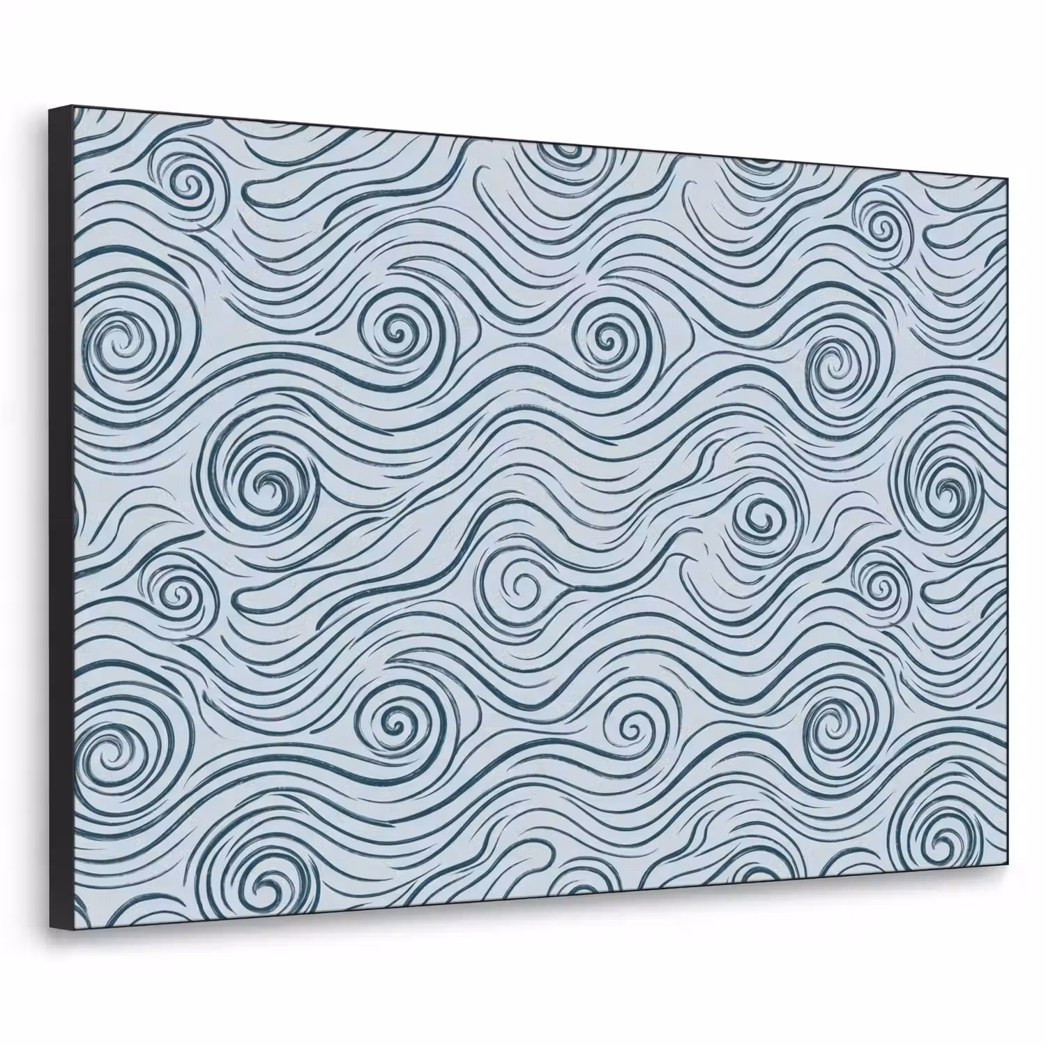 Patroon - Golven - Abstract - Modern - Blauw Textielframe zwart klein -3d