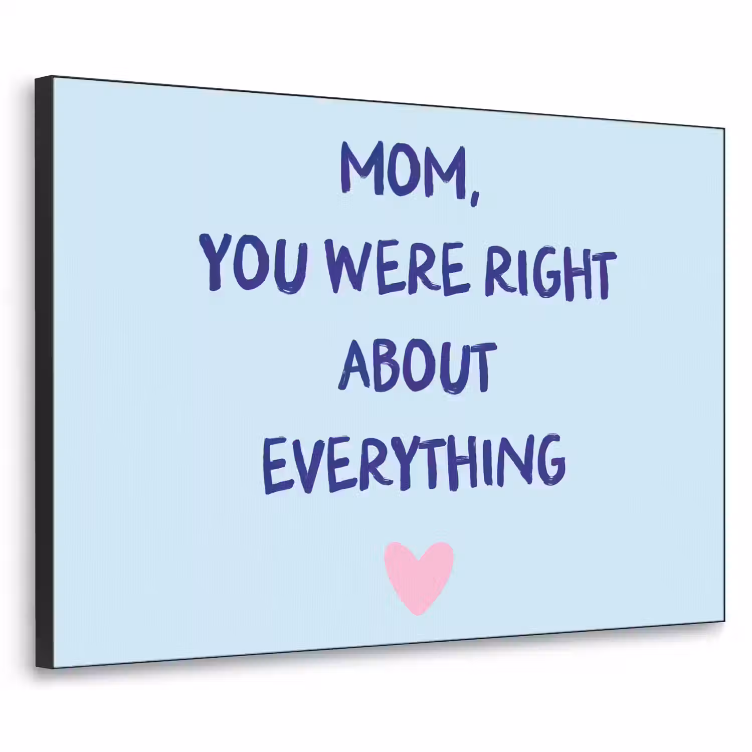 Moeder - Quote - Blauw Textielframe zwart klein -3d