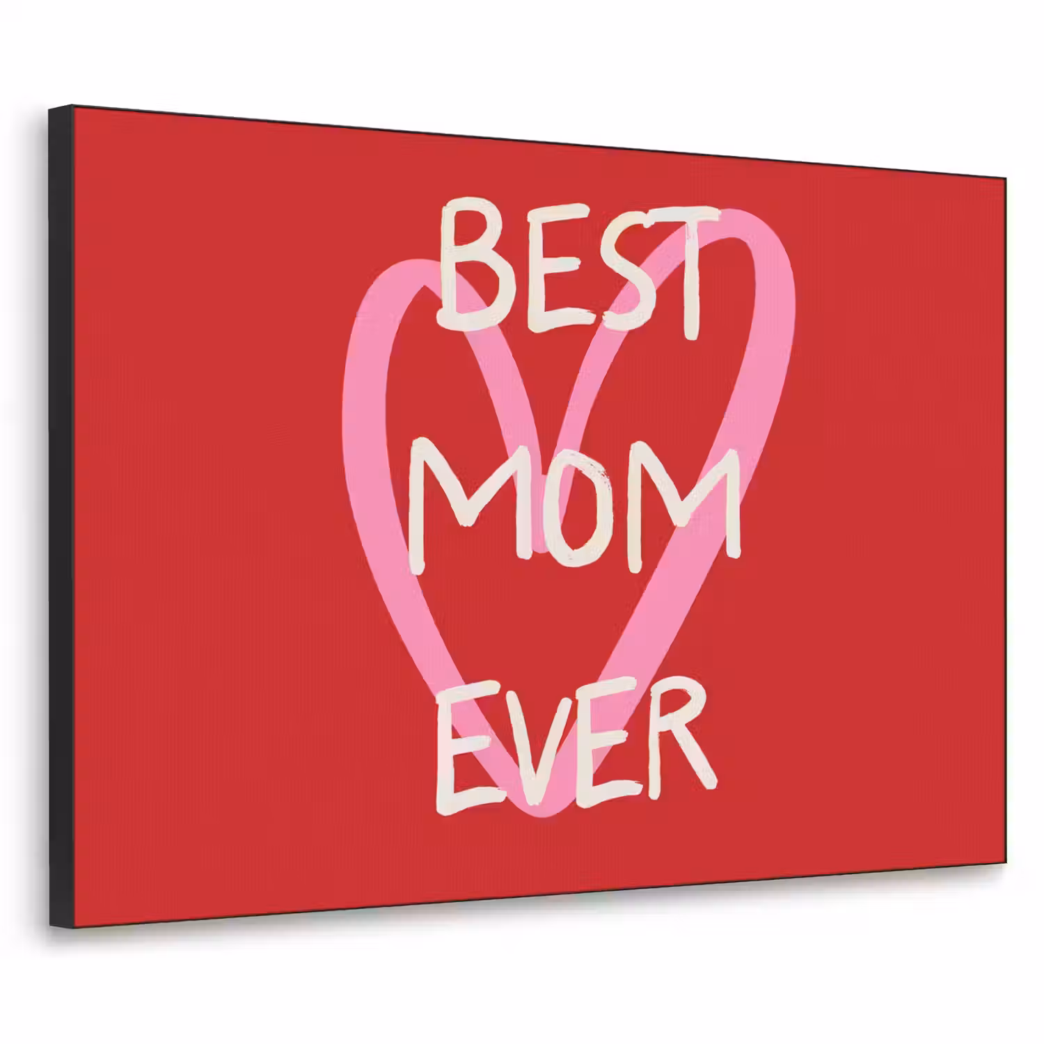 Moeder - Quote - Hartje - Rood Textielframe zwart klein -3d