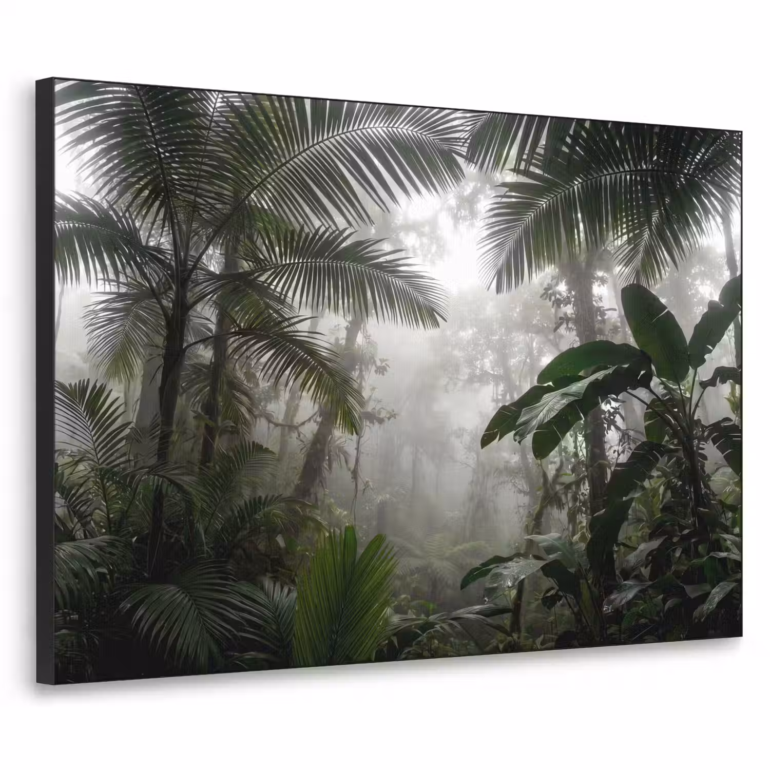 Natuur - Jungle - Mist - Groen - Bladeren Textielframe zwart klein -3d