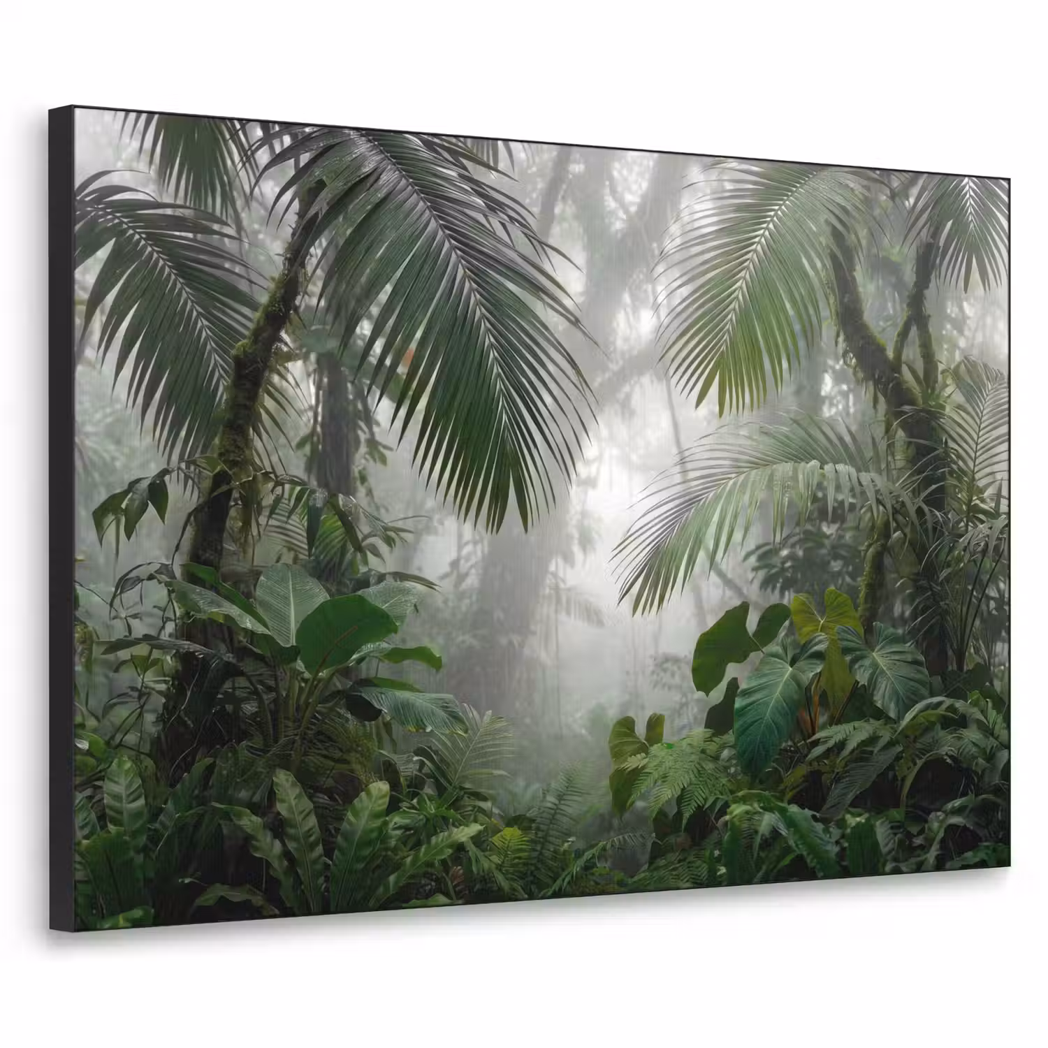 Natuur - Jungle - Mist - Tropisch - Groen Textielframe zwart klein -3d