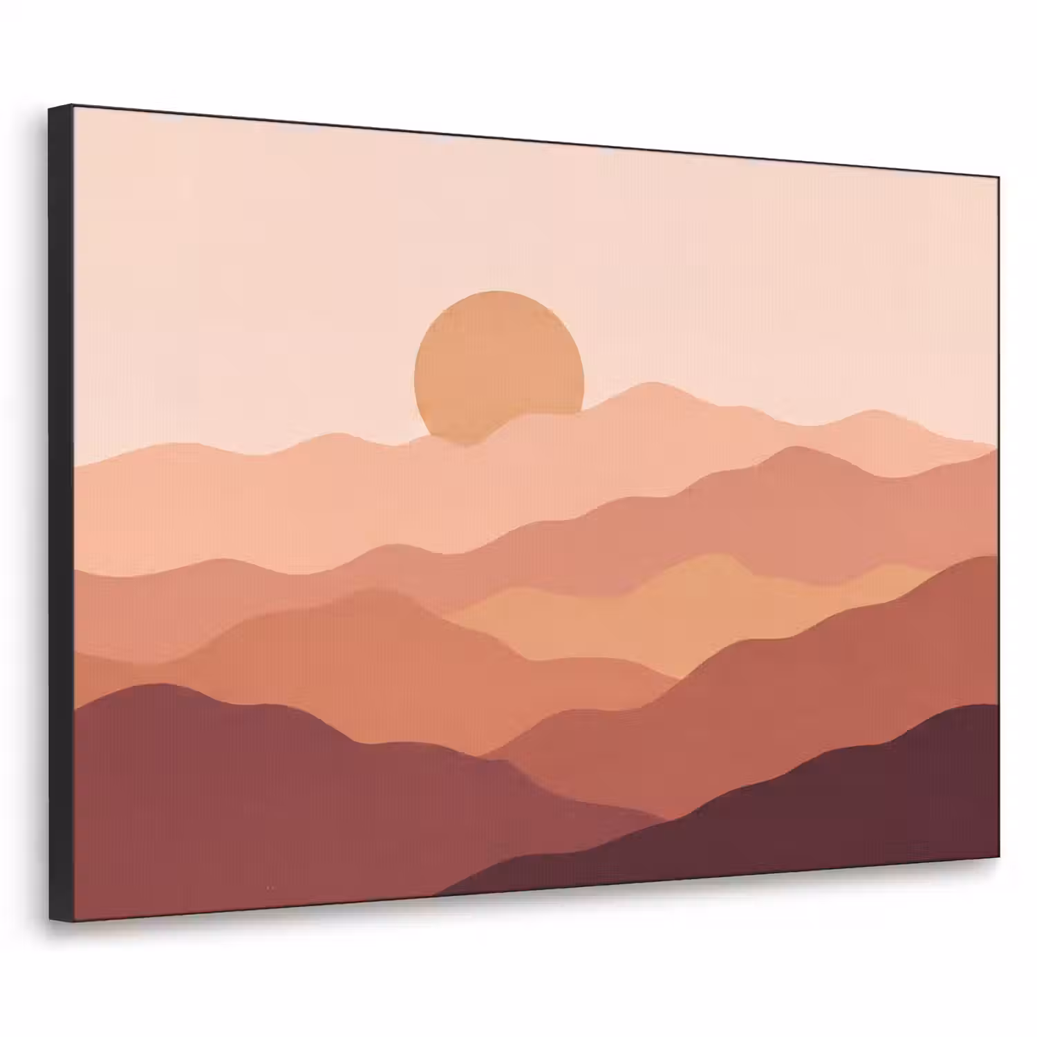 Natuur - Heuvels - Abstract - Modern - Oranje Textielframe zwart klein -3d