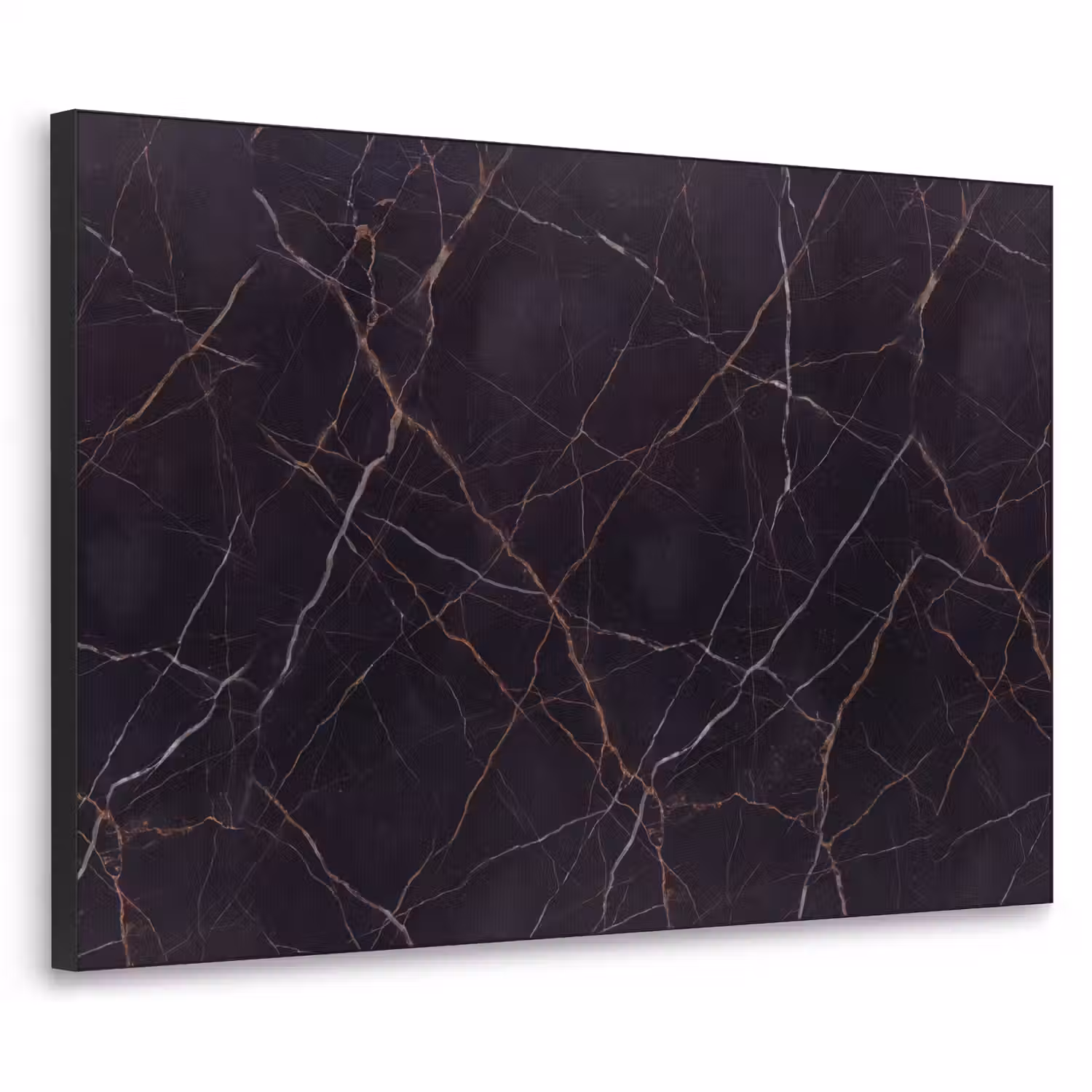 Natuursteen - Marmerpatroon - Abstract - Modern - Zwart - Goud Textielframe zwart klein -3d