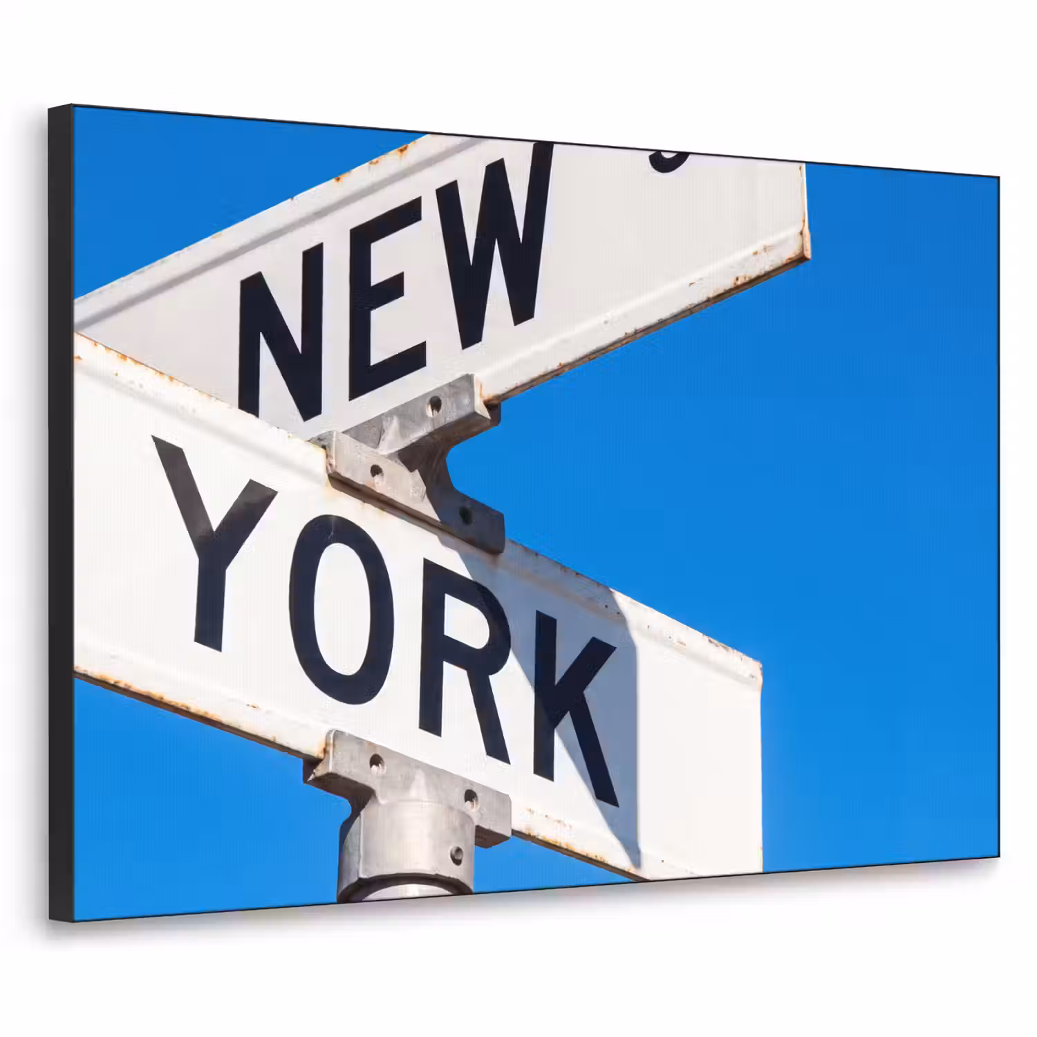 New York - Straatbord - Stad - Urban - Blauw Textielframe zwart klein -3d