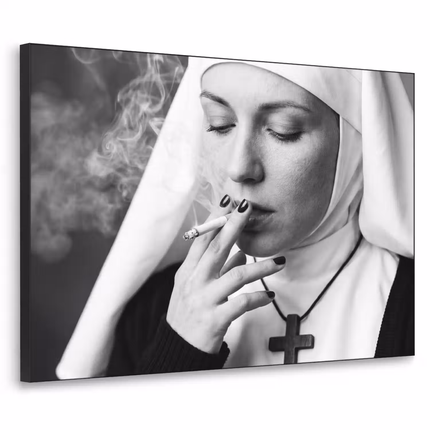 Non - Roken - Portret - Zwart - Wit - Rebels Textielframe zwart klein -3d