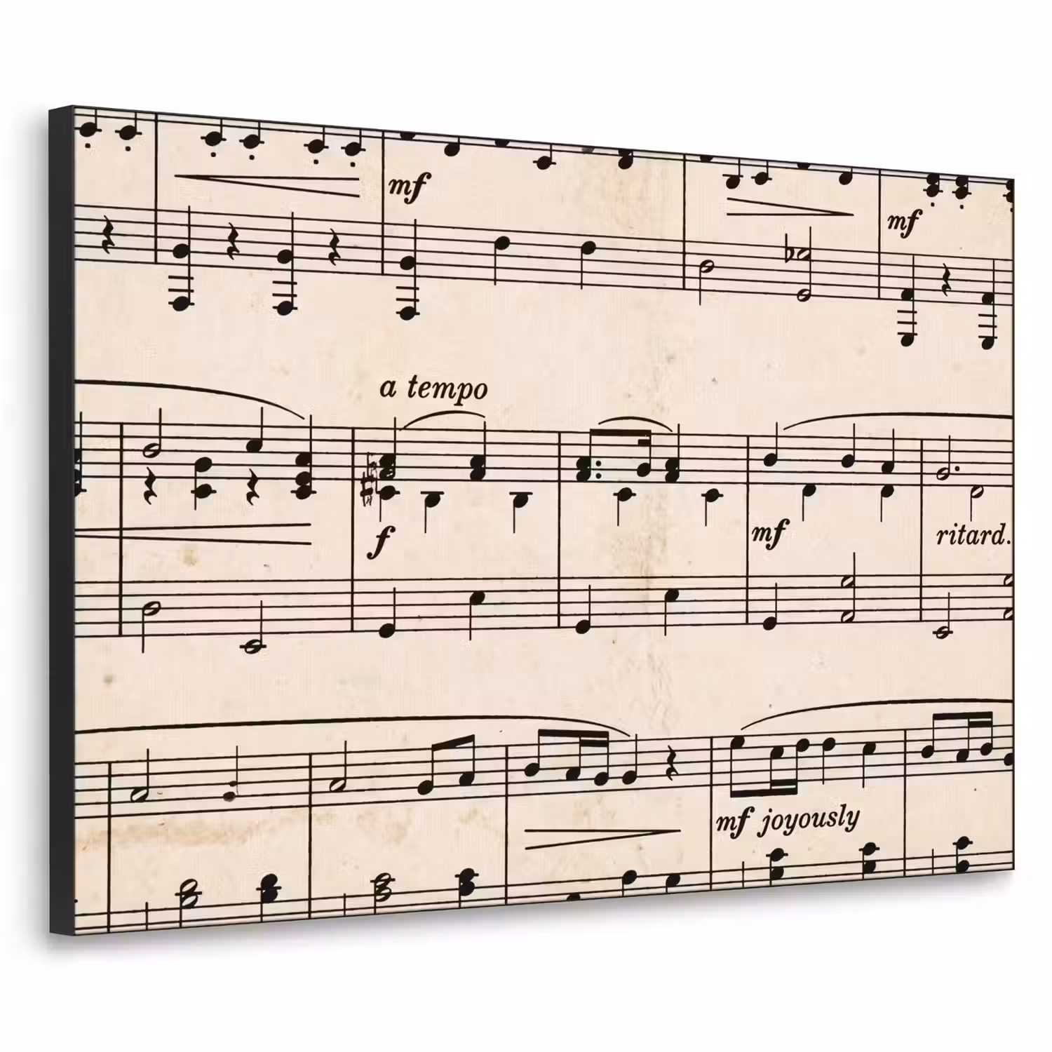 Muzieknotatie - Notenbalken - Kunst - Klassiek - Beige Textielframe zwart klein -3d