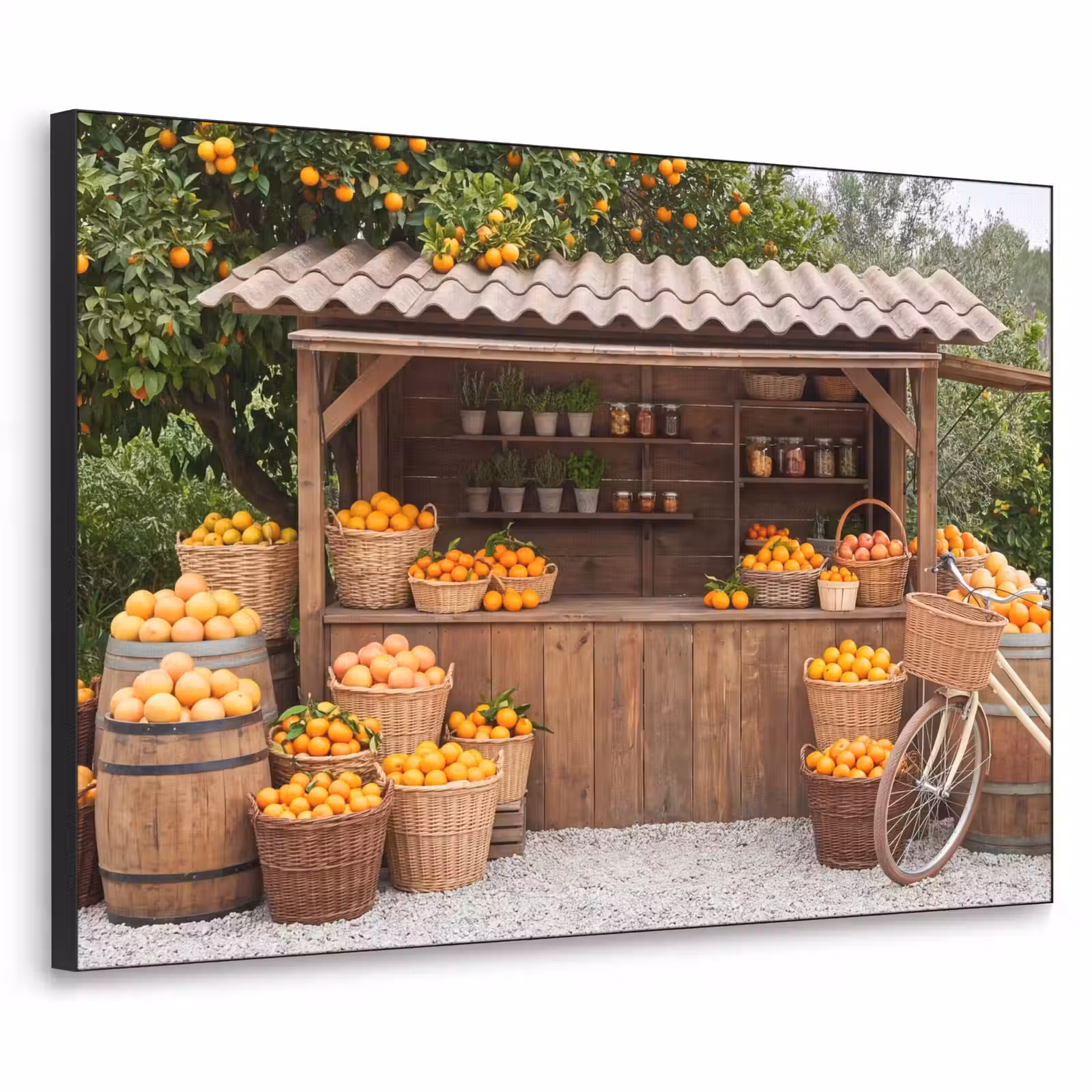 Art Frame - Obst – Markt – Ländlich - Fruit - Markt - Landelijk Textielframe zwart klein