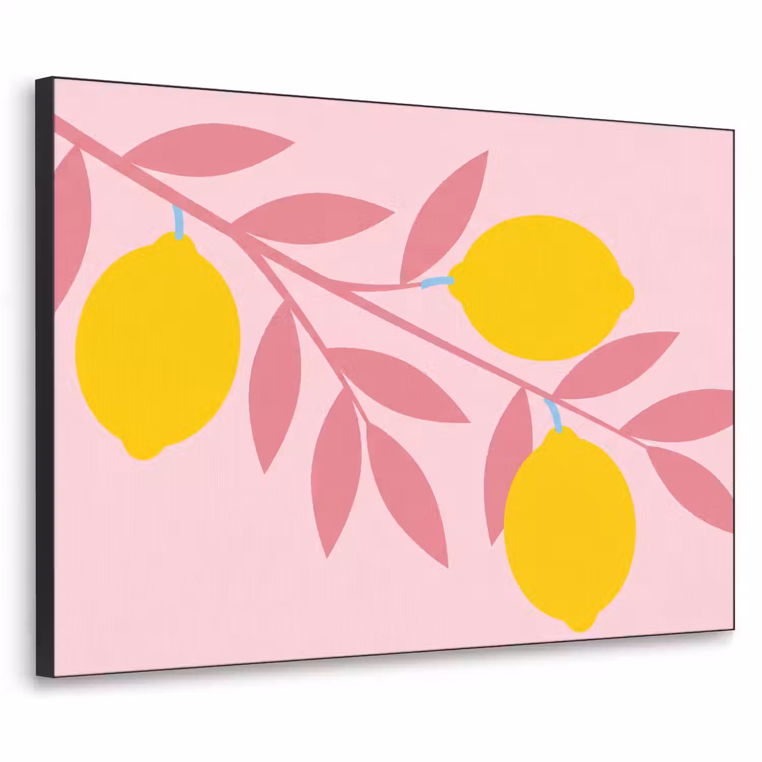 Fruit - Tak - Natuur - Abstract - Roze Textielframe zwart klein -3d