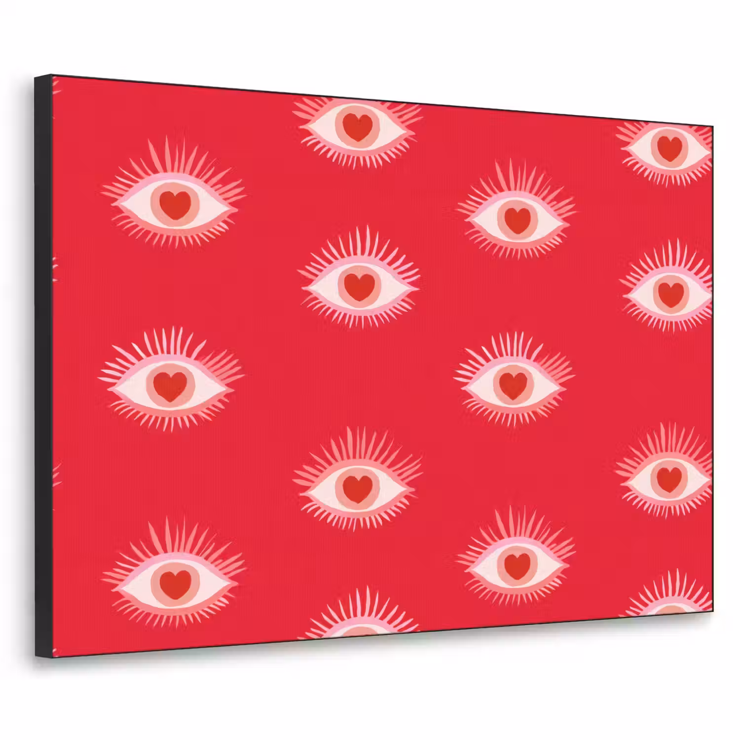Ogen - Hart - Abstract - Rood - Roze Textielframe zwart klein 947 -3d