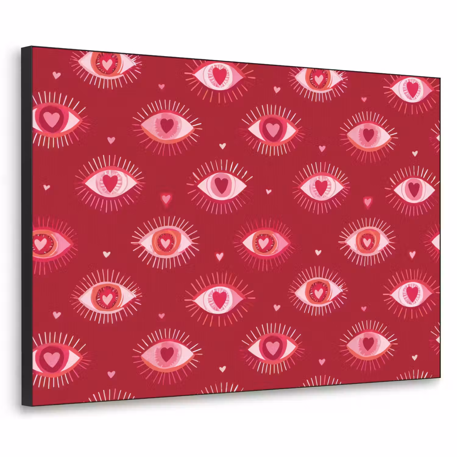 Ogen - Patroon - Roze - Donkerrood Textielframe zwart klein 947 -3d