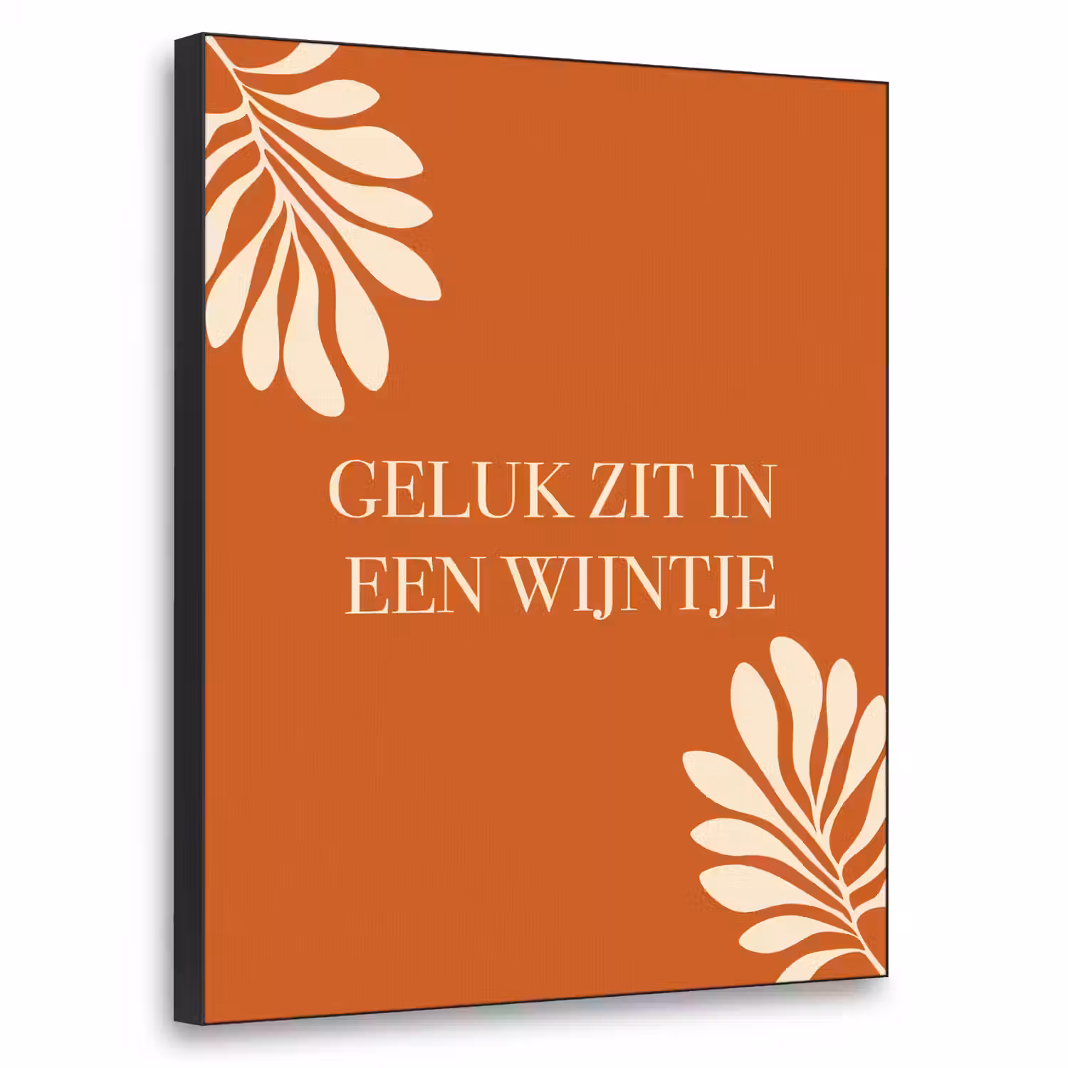 Oranje - Wijntje - Quote Textielframe - compleet frame klein -3d