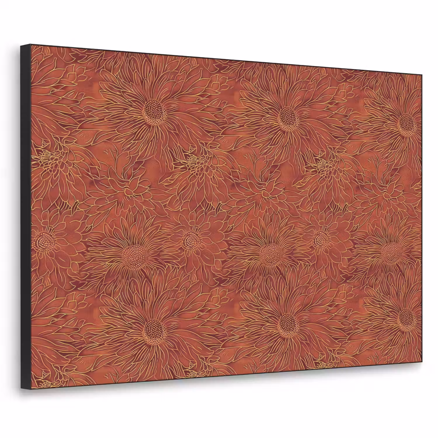 Oosters - Bloemen - Terracotta Textielframe zwart klein 947 -3d