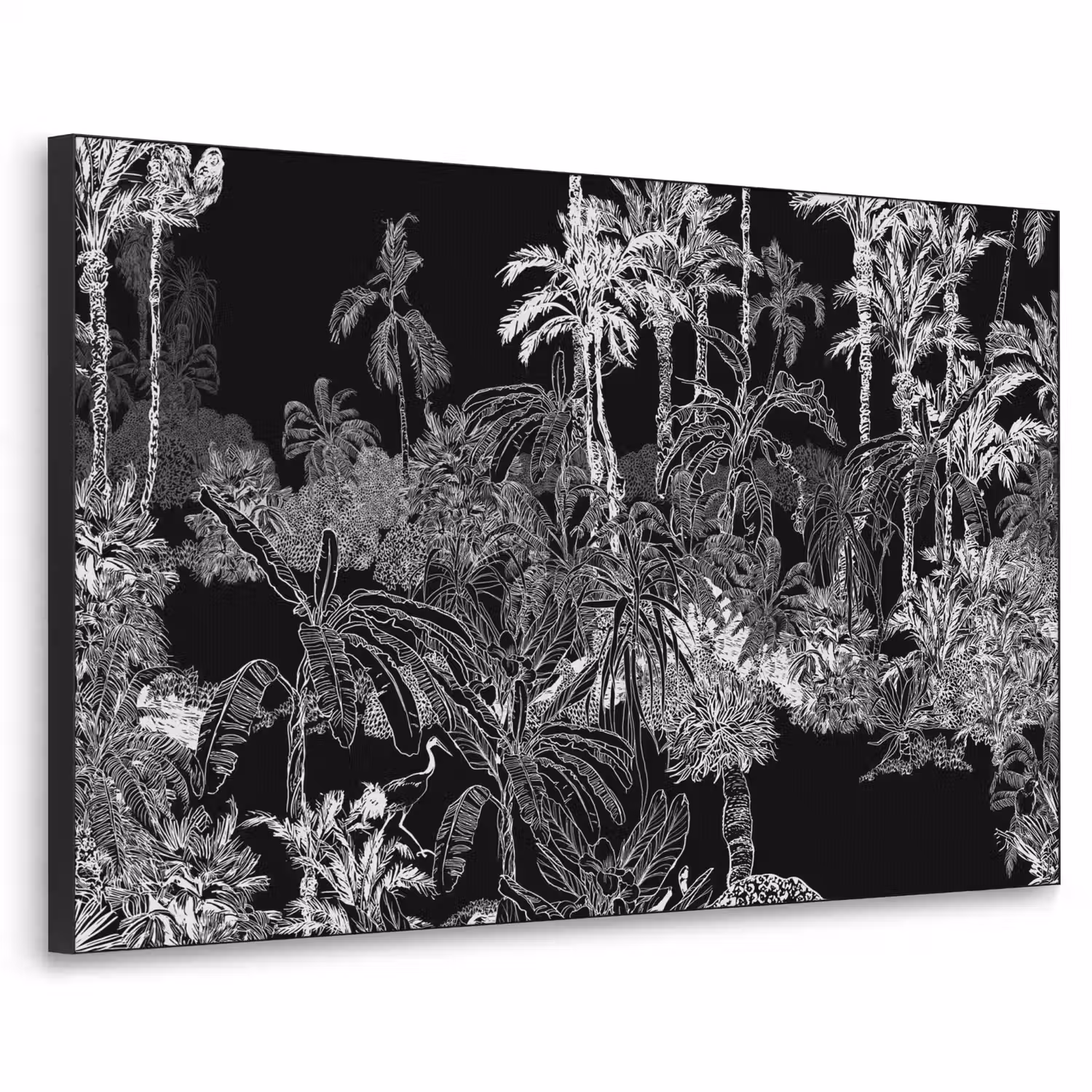 Palm - Jungle - Tropical Textielframe zwart klein -3d
