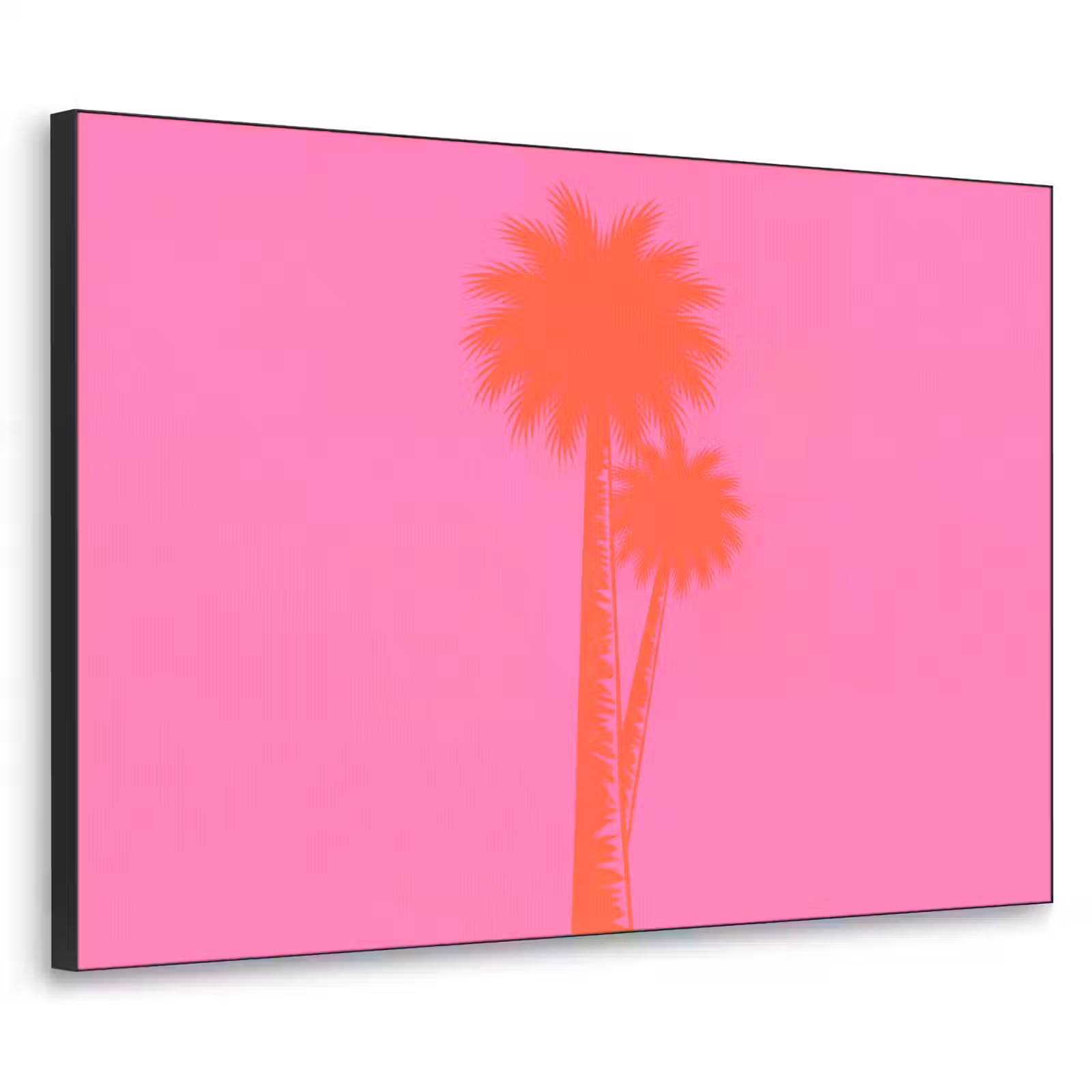 Art Frame - Palmen - Modern - Rosa - Palmbomen - Modern - Roze Textielframe zwart klein
