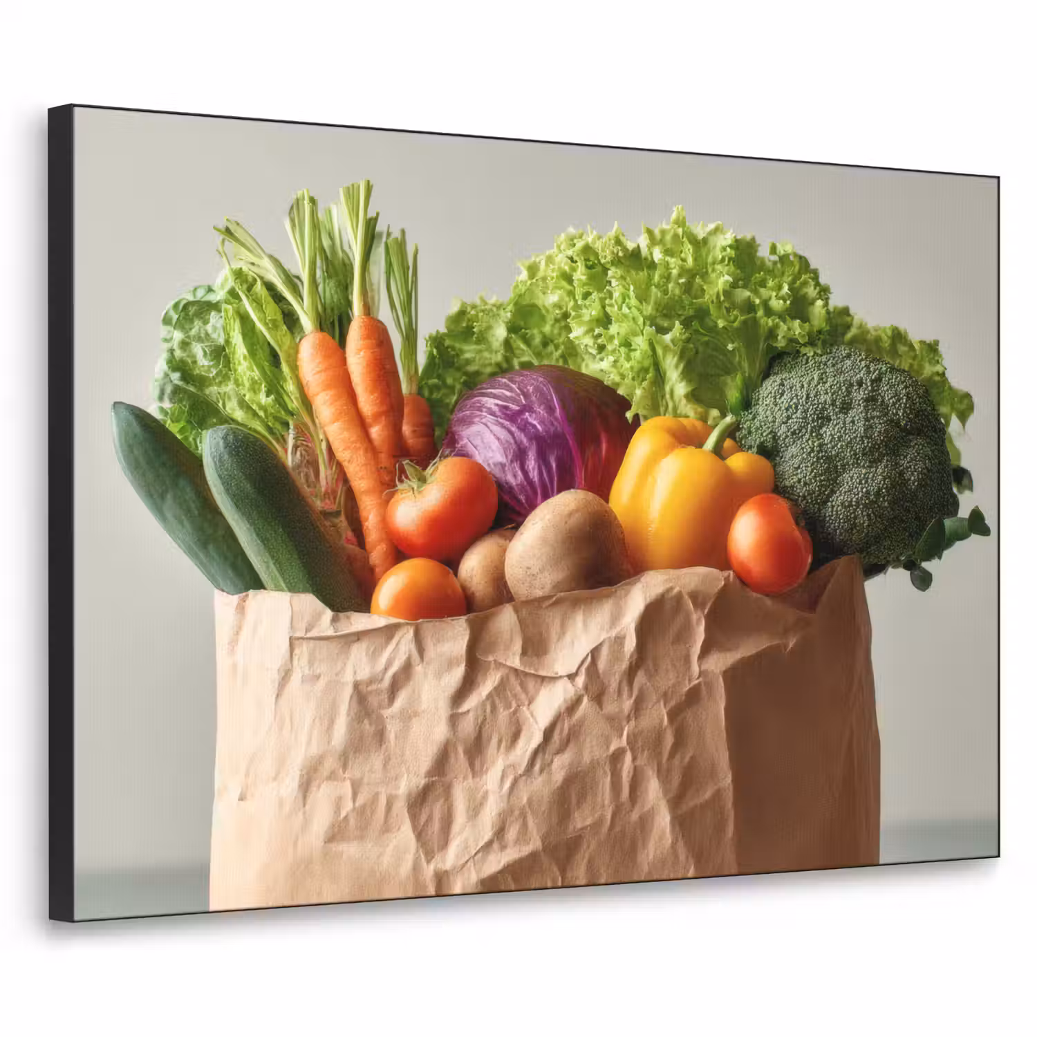 Papieren - Boodschappen - Groente - Kleurrijk Textielframe - compleet frame klein -3d