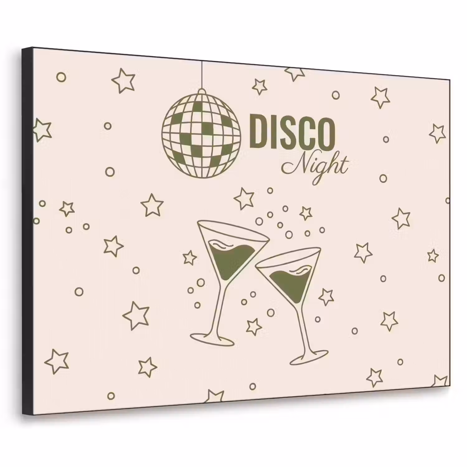 Feest - Disco - Drank - Illustratie - Groen Textielframe zwart klein -3d