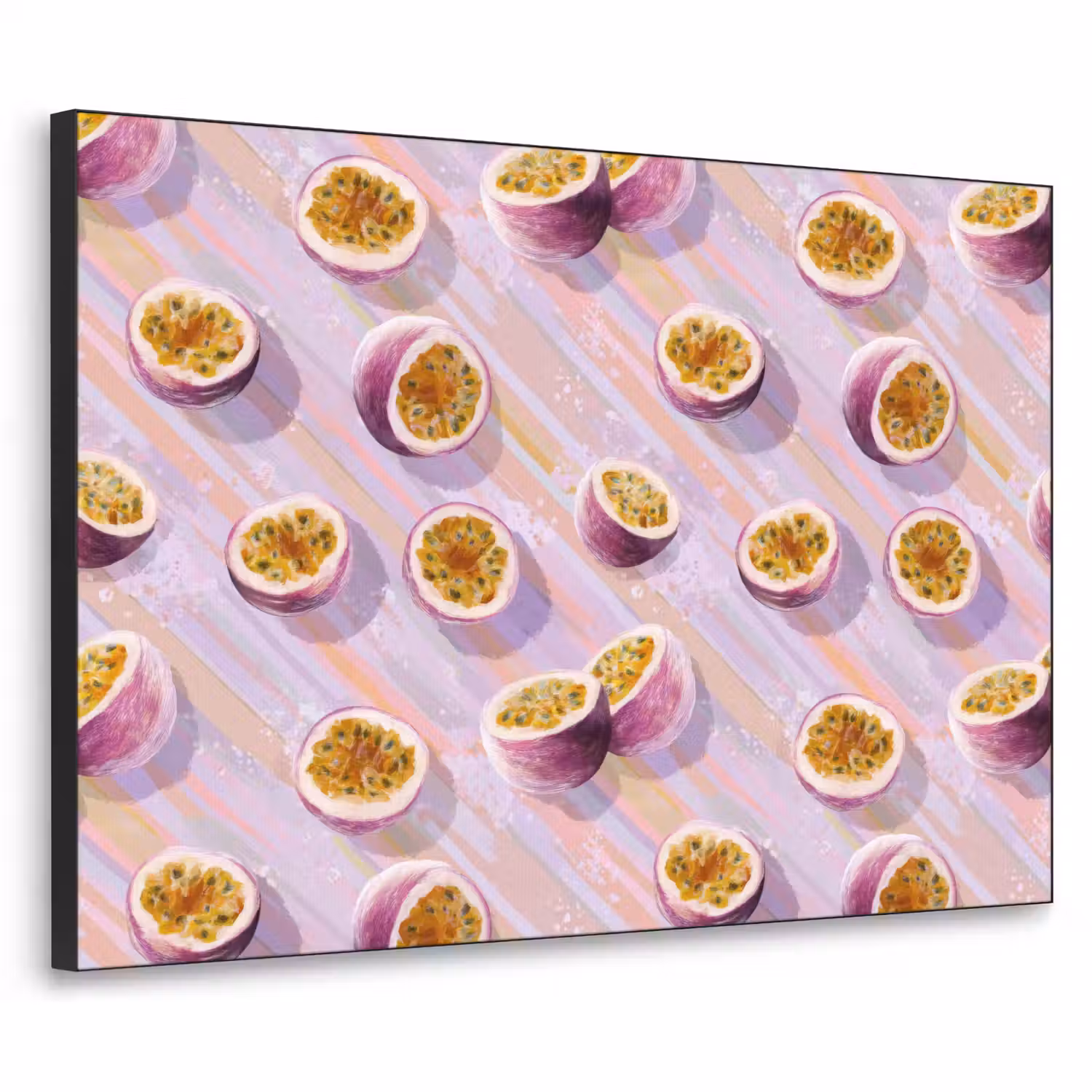 Passievrucht - Tropisch - Paars Textielframe zwart klein 947 -3d