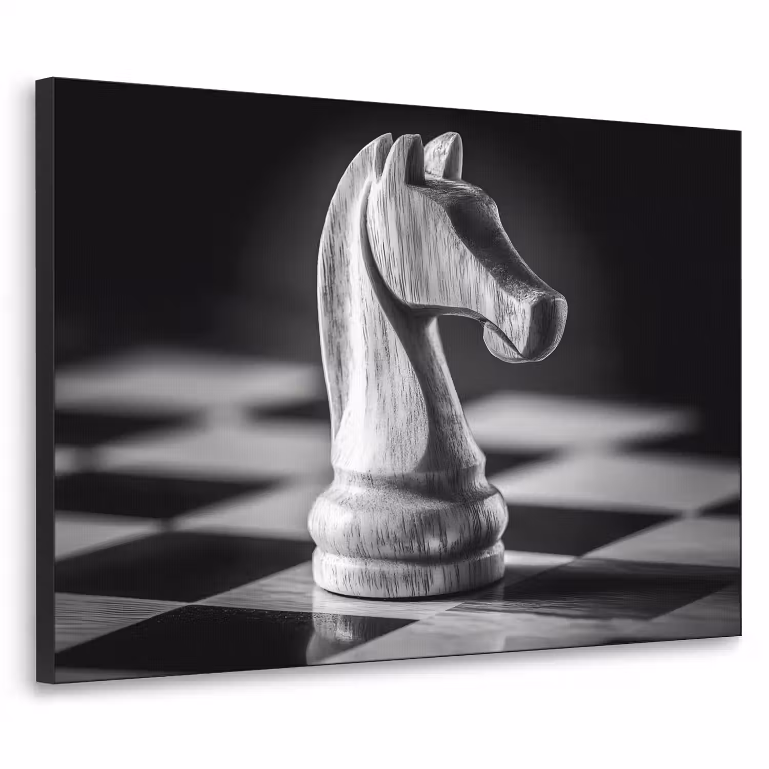 Paard - Hout - Schaalbord - Zwart Textielframe - compleet frame klein -3d
