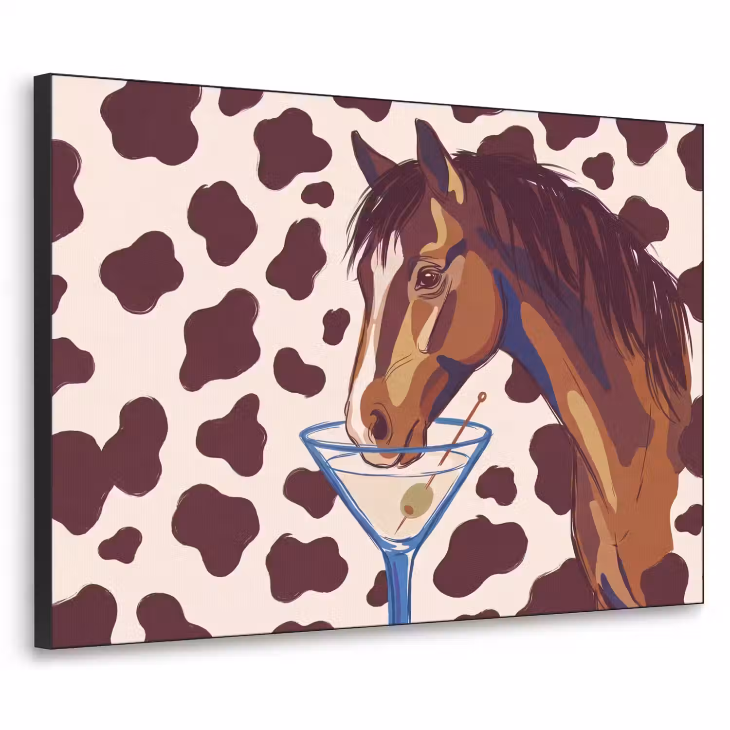 Paard - Martini - Dieren - Abstract - Bruin Textielframe zwart klein -3d